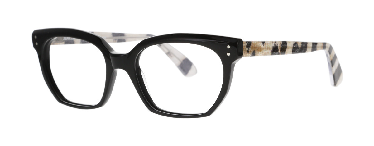 Lafont Victoire Eyeglasses Jean Lafont Eyeglasses Victoire 1040 Gloss Black/Tan Cat Eye  main image 3