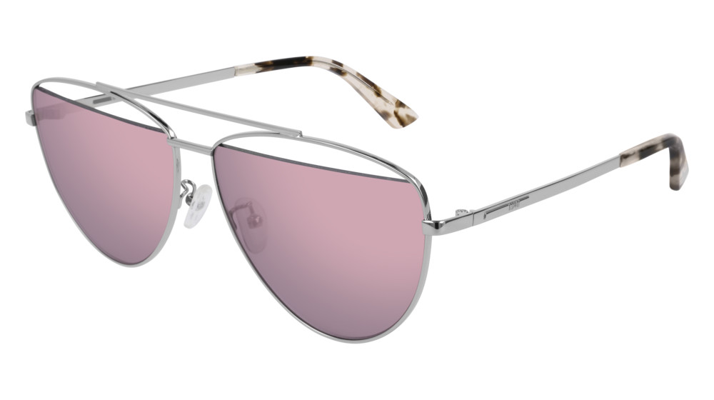 Alexander McQueen McQ MQ0157S Aviator Sunglasses Silver Frame Violet Lenses Alexander McQueen Unisex Sunglasses MQ0157S-30006005-004  main image 4