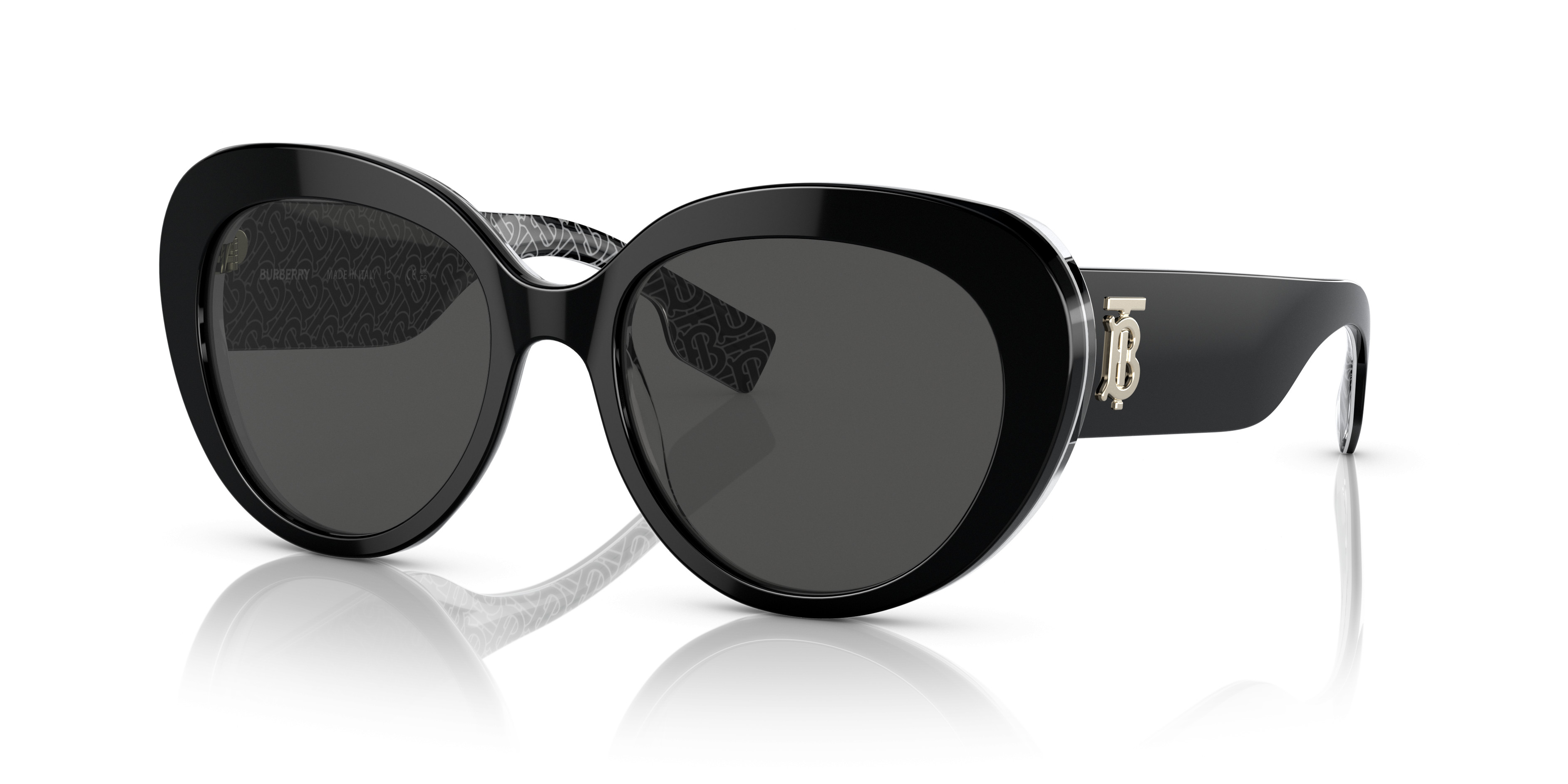 Burberry BE4407F Black Sunglasses Classic Design Burberry BE4407 Cat-Eye Sunglasses | EyeOns.com main image 2