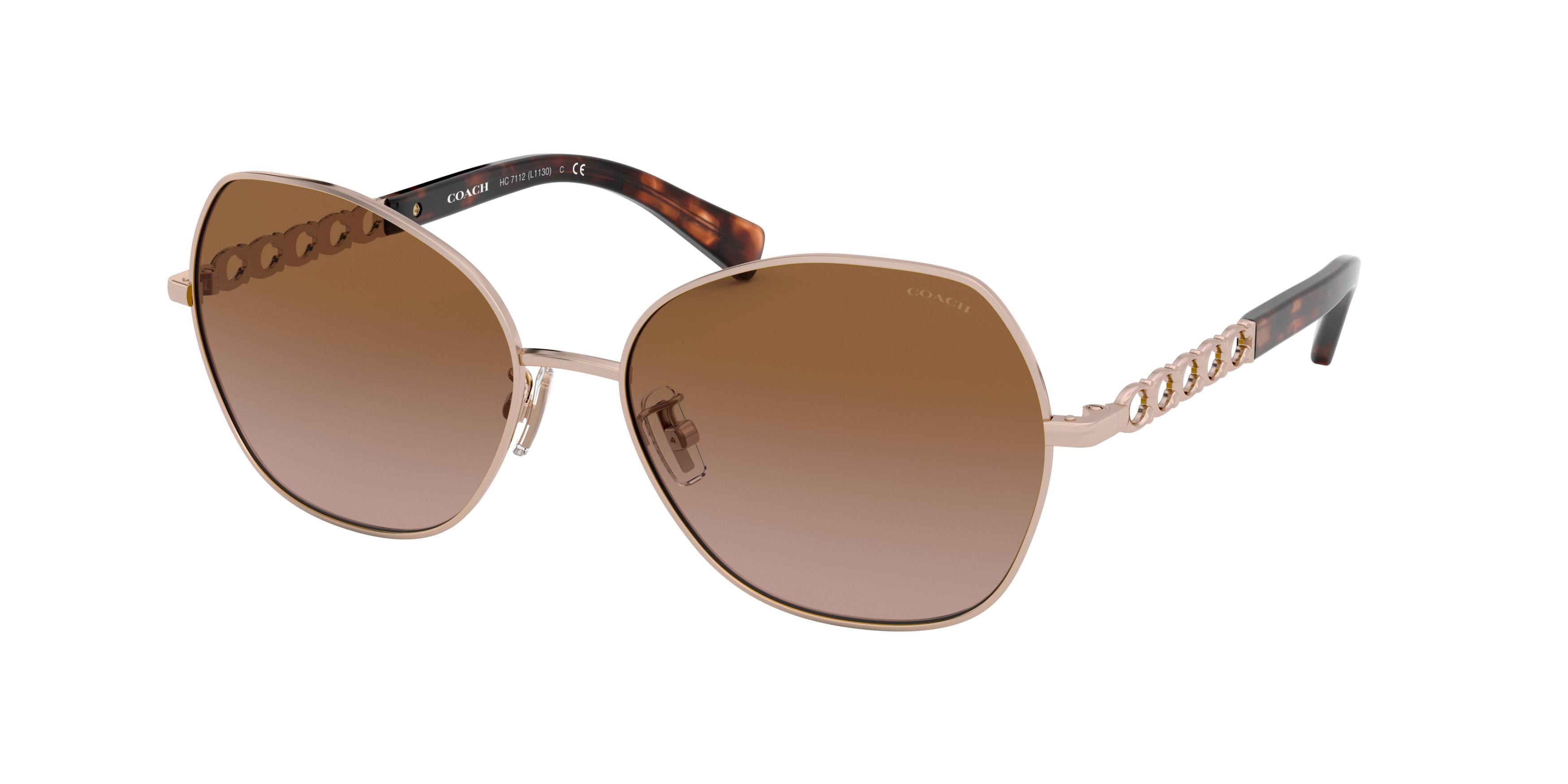 Coach HC7138B C8001 Shiny Light Gold Brown Gradient Sunglasses 58-17-140 HC7138B C8001 Sunglasses - Coach Authorized Retailer  main image 2