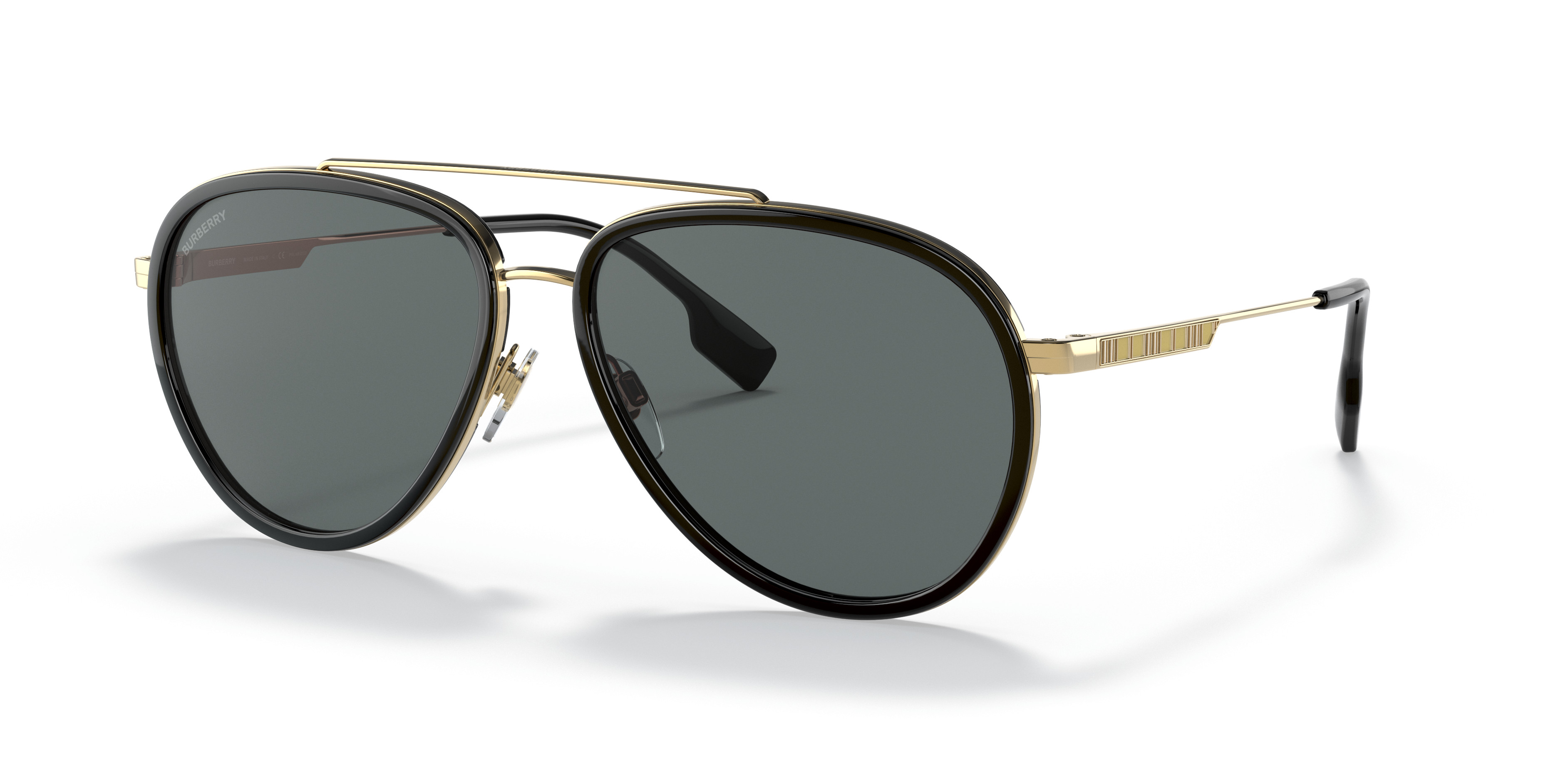 New Burberry Sunglasses Polarized Gold Black Check Arms Aviator Pilot Metal 2C964A09-900F-4A46-B3C8-  main image 3