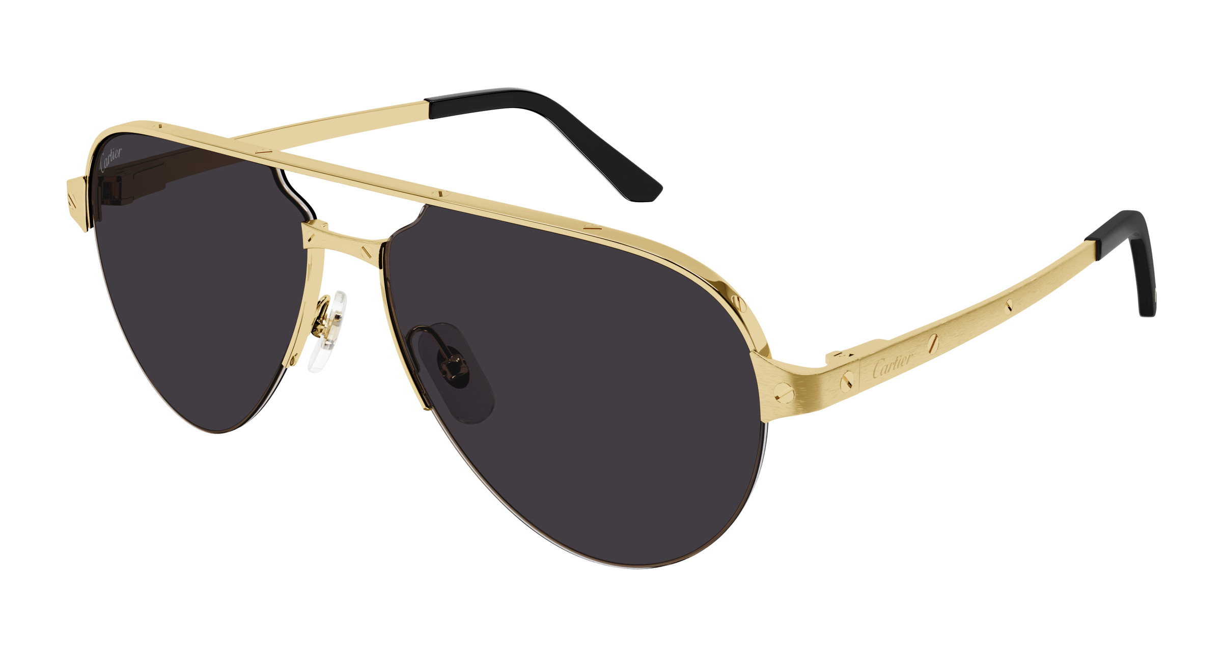 Cartier Gold Frame Gradient Gray Aviator Sunglasses Cartier CT0551S 004 Sunglasses Gold Gold Grey - eye-oo.com main image 3