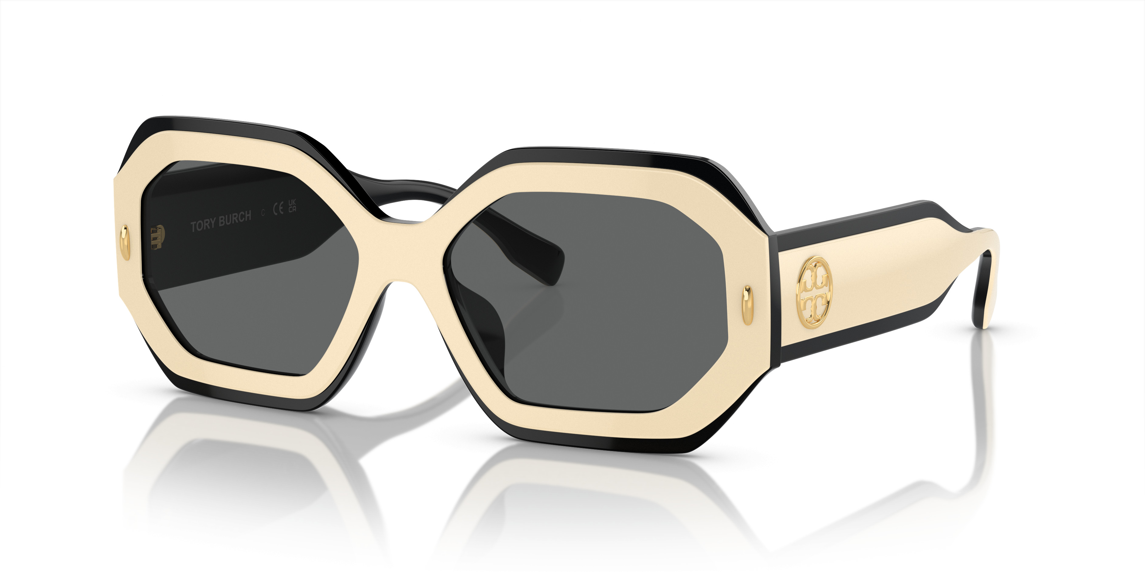 Tory Burch Sunglasses TY7134U 56 Black T Logo Gold Hardware Oversized Square Logo Sunglasses: Women main image 4