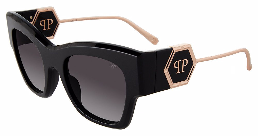 NEW SUNGLASSES PHILIPP PLEIN  SPP134S 0700 Philipp Plein SPP134S 0700 Shiny Black/Gold/Smoke 52-20-140  main image 3