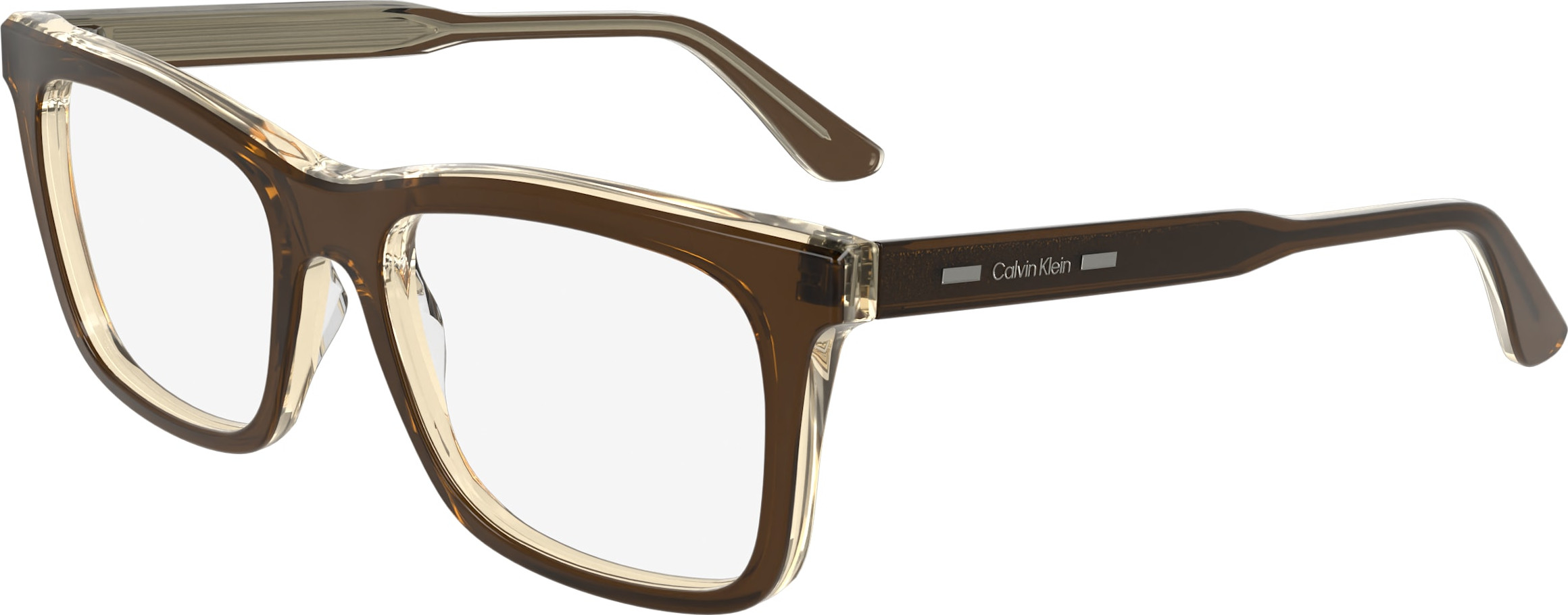 Calvin Klein Eyeglasses Brown Gold Half Rim Rectangular Frames Tortoise Arms‎ CK26517 Eyeglasses - Calvin Klein Authorized Retailer  main image 2