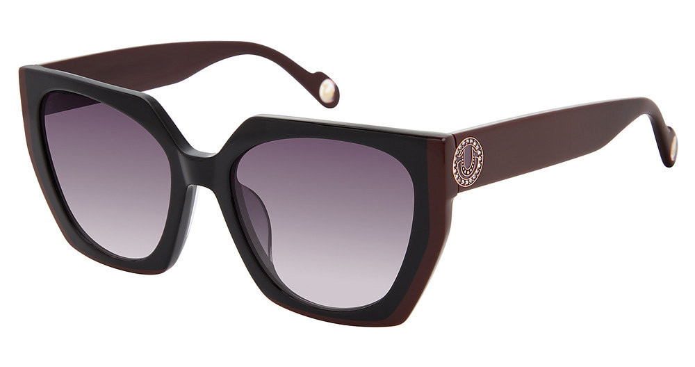 True Religion Sun Glasses black , gold , violet TRUE RELIGION Black Oversized Sunglasses Cutout Gold Logos  main image 2