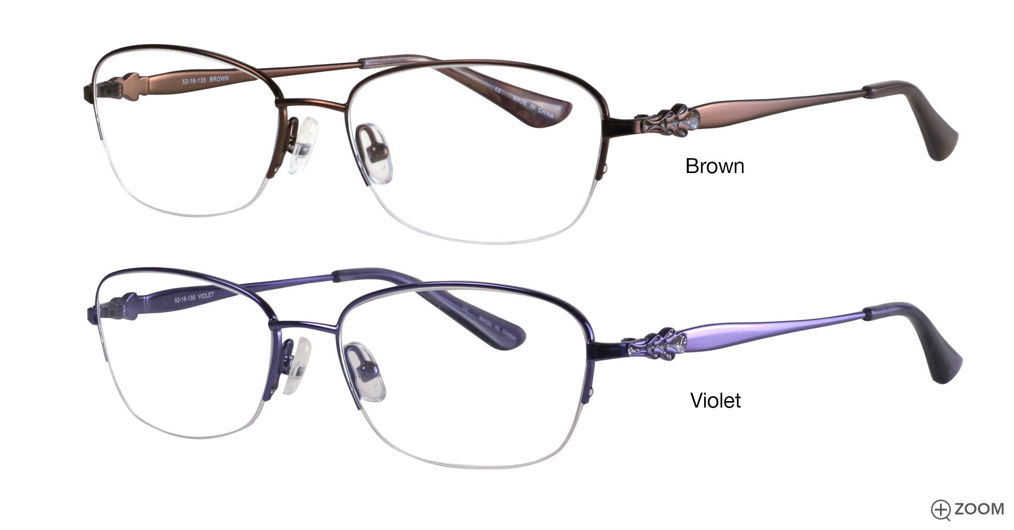 Bulova Women Eyeglasses Frame Half Rim VIOLET Eyewear HOTCHKISS Glasses only NEW BULOVA HOTCHKISS VIOLET EYEGLASSES GLASSES HALF RIM  main image 2