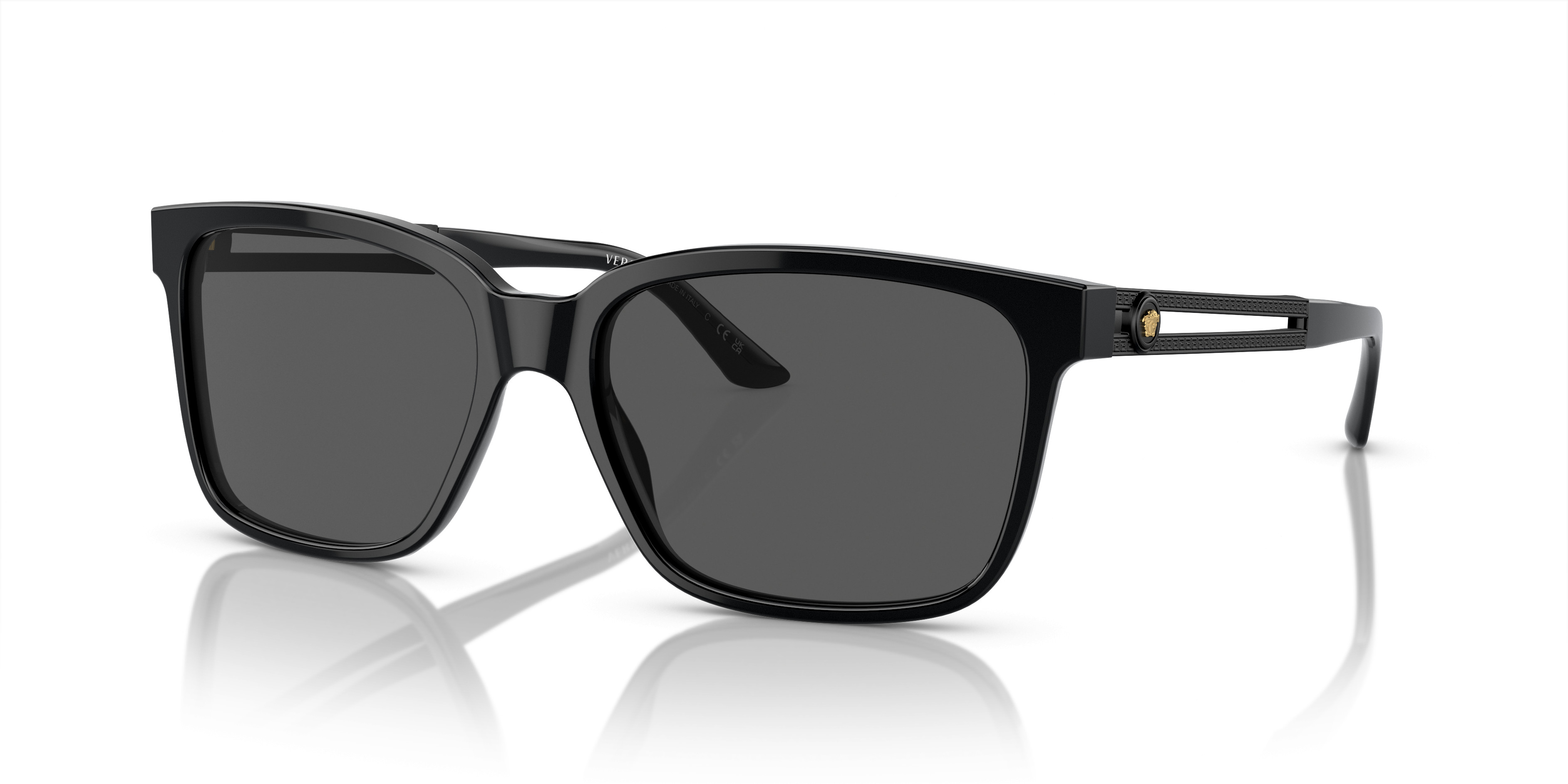 NWT Versace VE4483D Black Rectangle 57mm Sunglasses VERSACE VE4483D GB1 87 Black Grey Men main image 3