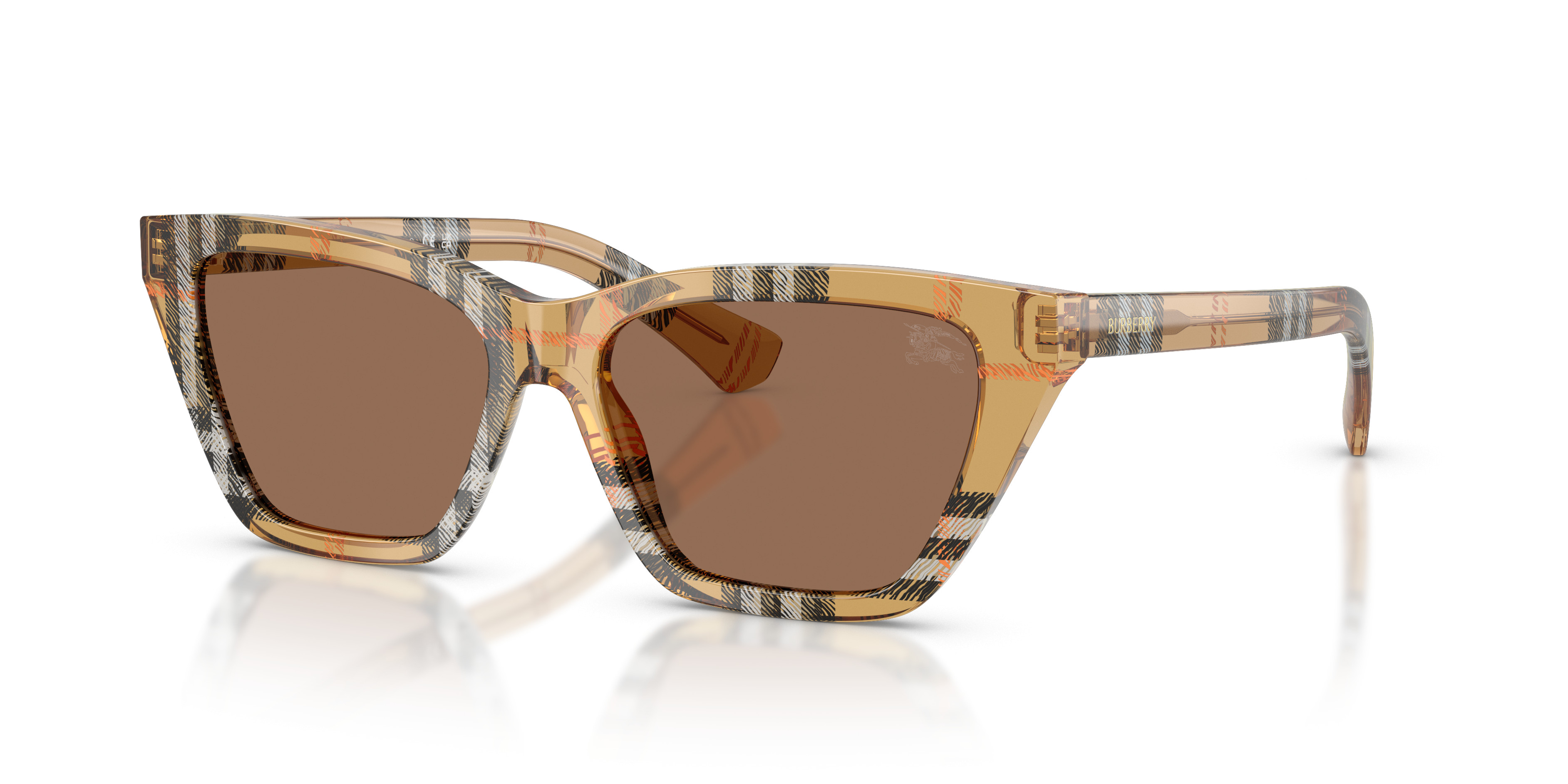 Burberry BE4468 4202T3 Sunglasses Sand Check Cat Eye Frame,Grey Polarized Lenses Burberry BE4468 Women main image 4