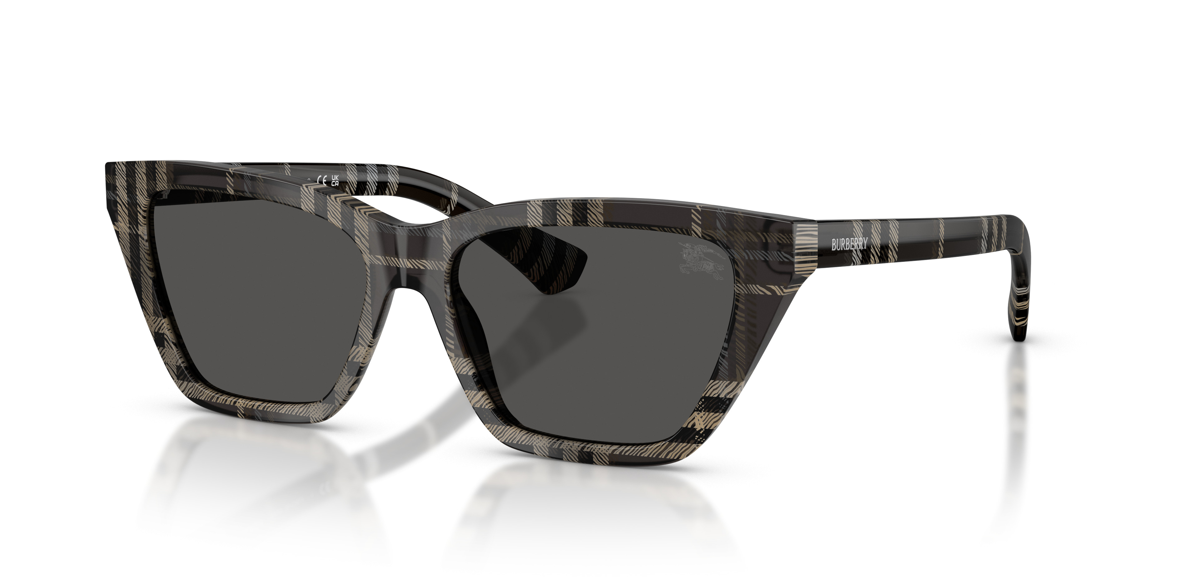 Burberry BE4468 4202T3 Cat Eye Sunglasses - Sand Check/Grey Gradient Polarized Burberry BE4468 Women main image 4