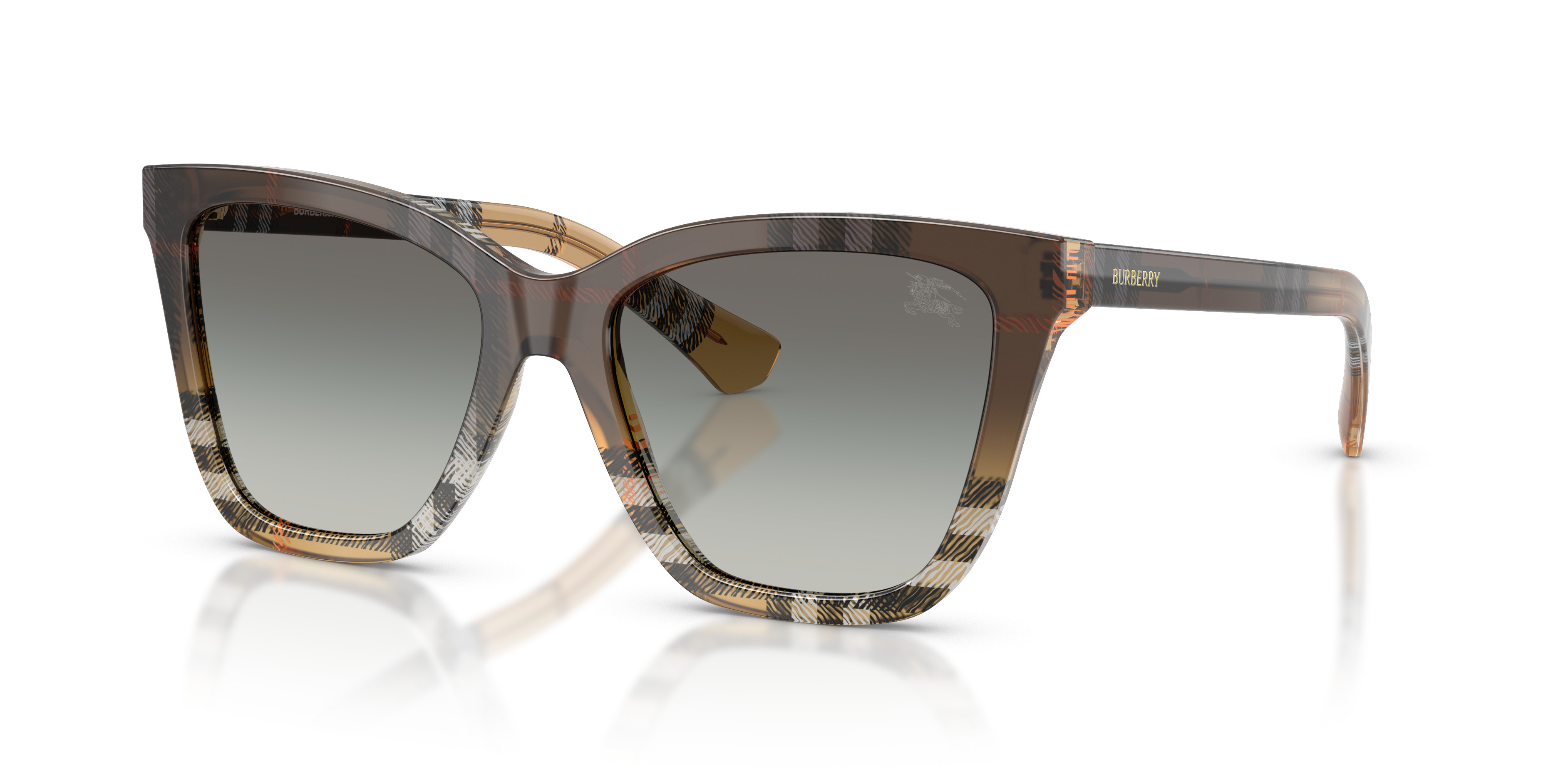 New Burberry Sunglasses Brown Check Sand Brown Lens Classic 54-18-140 BURBERRY Check Square Sunglasses in Birch brown - Women | Burberry  main image 2