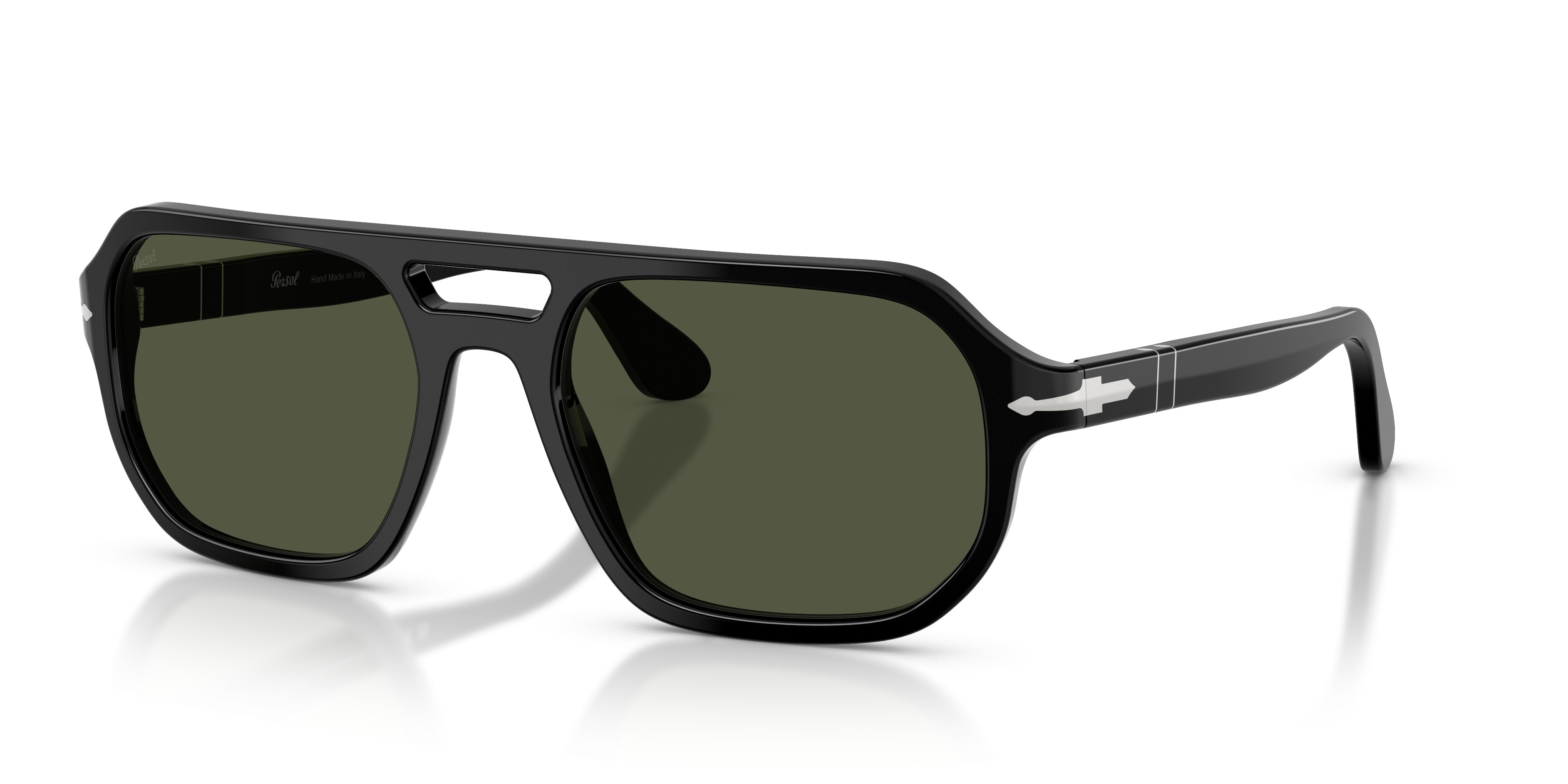 Persol Black Sunglasses with Dark Green Lenses PERSOL 3023-S 56[]16 140 DARK TORT GREEN CRYSTAL SLEEK  main image 3