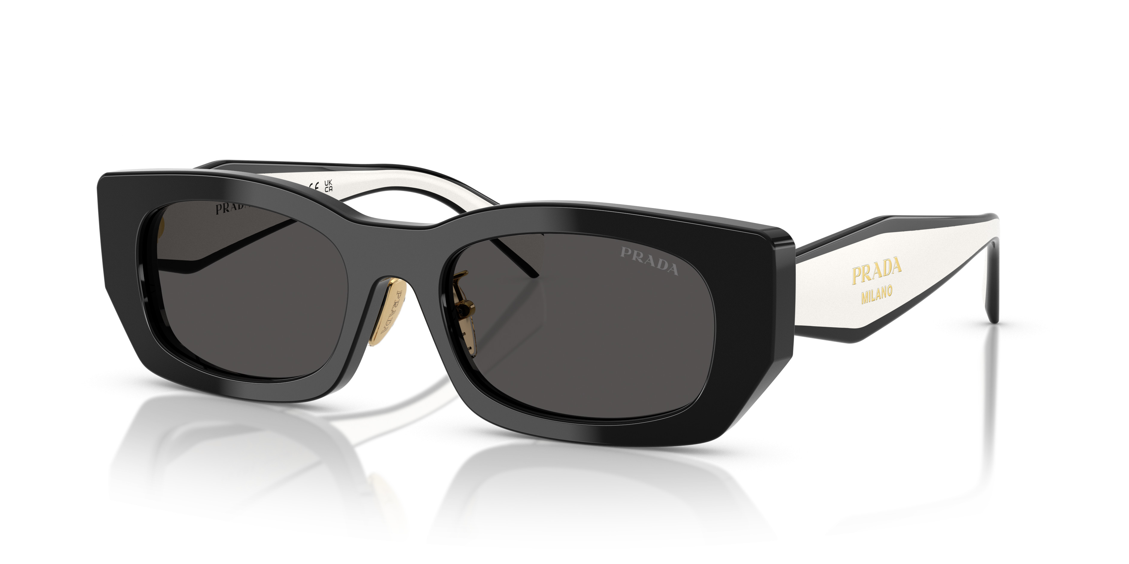 Prada Black Sunglasses with Dark Lenses Prada SPR C05 Rectangle Sunglasses | Fashion Eyewear US main image 2