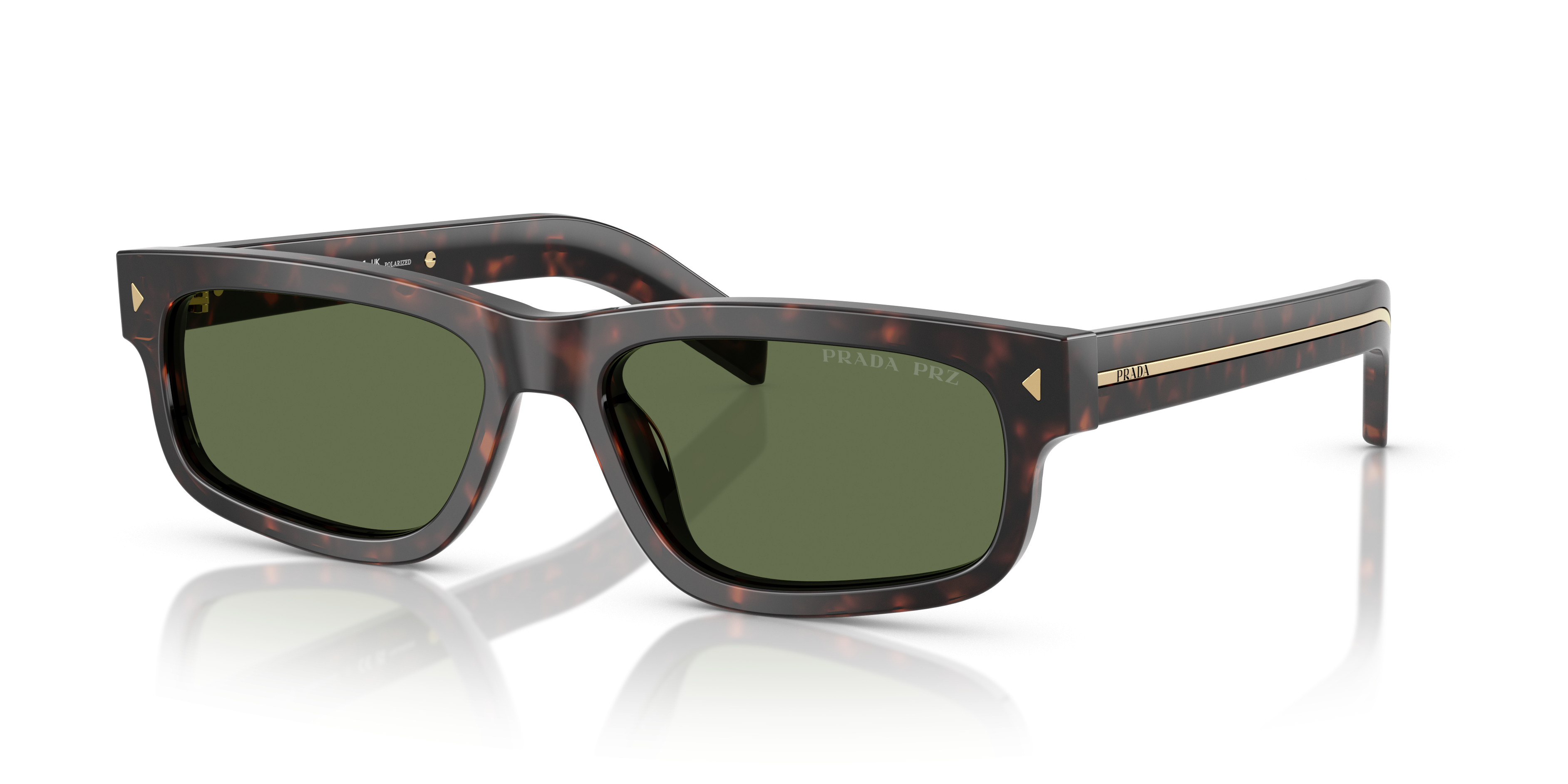 PRADA Polarized Browline Tortoise Shell/Navy Sunglasses PRADA EYEWEAR D-Frame Tortoiseshell Acetate Sunglasses for  main image 3