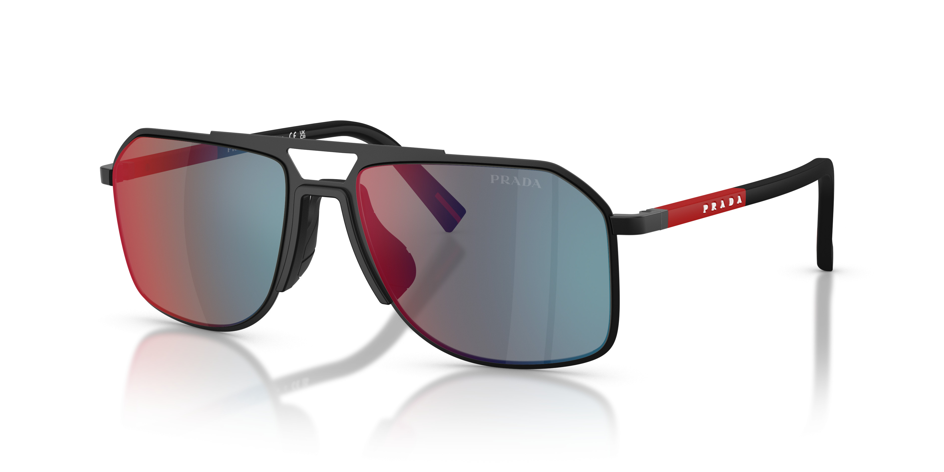 Prada Bold Red Round Sunglasses Prada Linea Rossa PS 02YS L (59 - 17) with Grey lenses and  main image 2