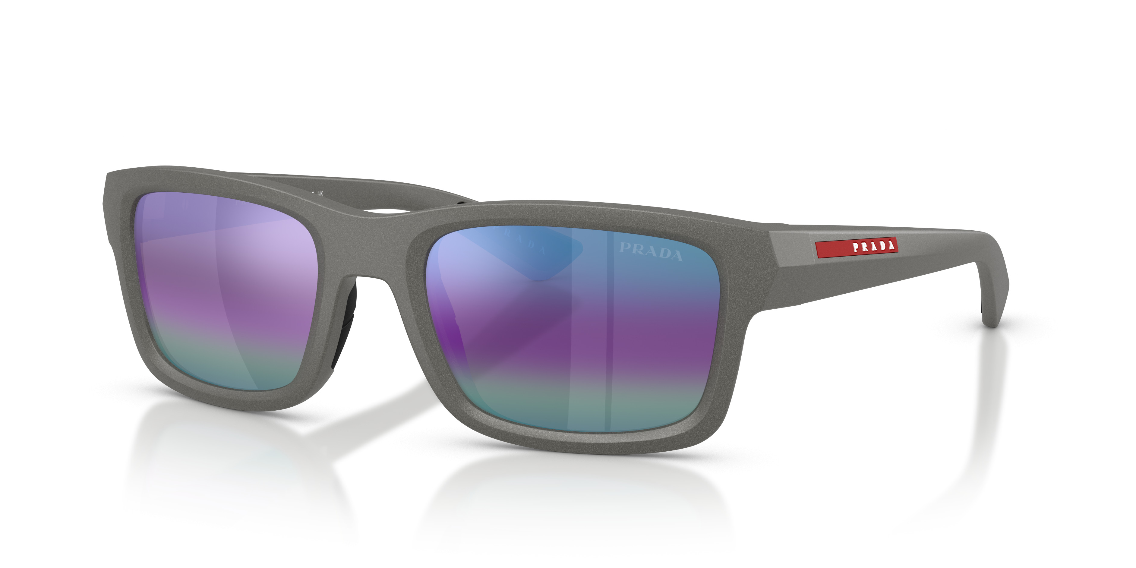 PRADA SILVER FRAME & LAVENDER LENSES SUNGLASSES Prada Silver Black Rectangular Glasses Pink Crystals Italy  main image 2