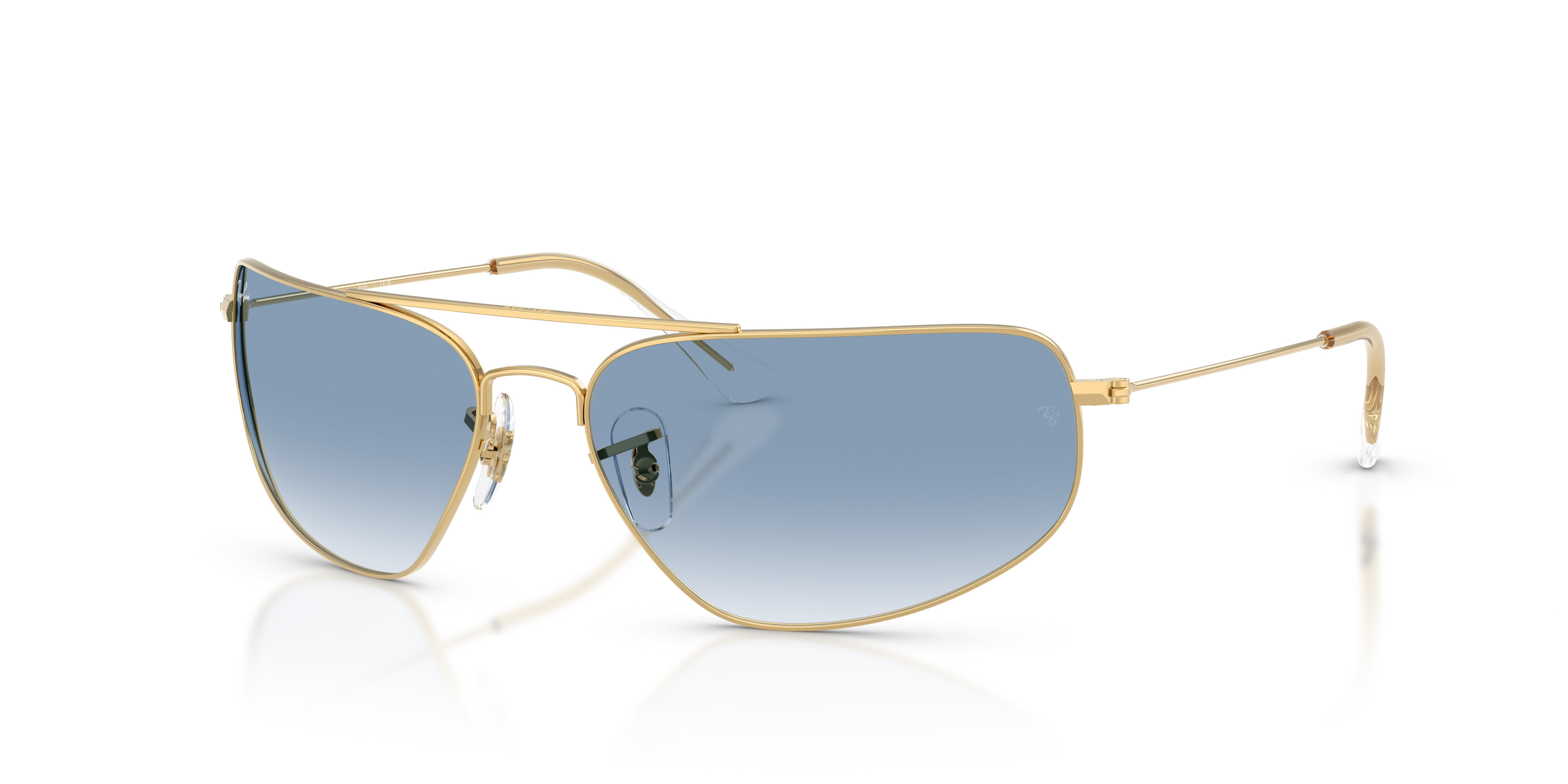 Ray-Ban Aviator Sunglasses in Gold with Gradient Gray Lenses Jet Gold Grandpa Thin Aviator Polarized Sunglasses with Gray  main image 3