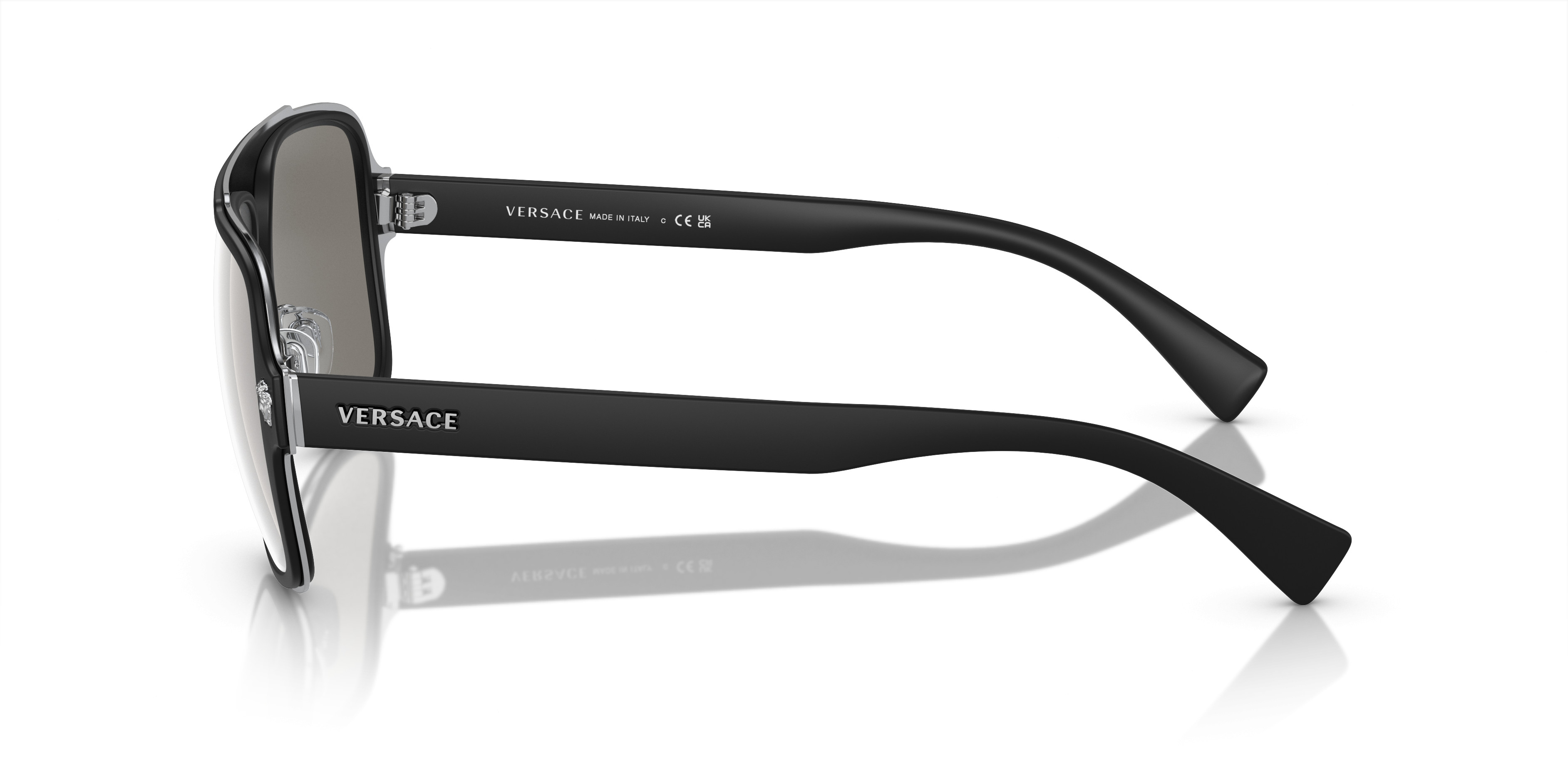Versace Shield Sunglasses VE2119 1002/87 Black/Chrome/Grey Polarized UNISEX Amazon.com: Versace Man Sunglasses Black Frame, Dark Grey  main image 2
