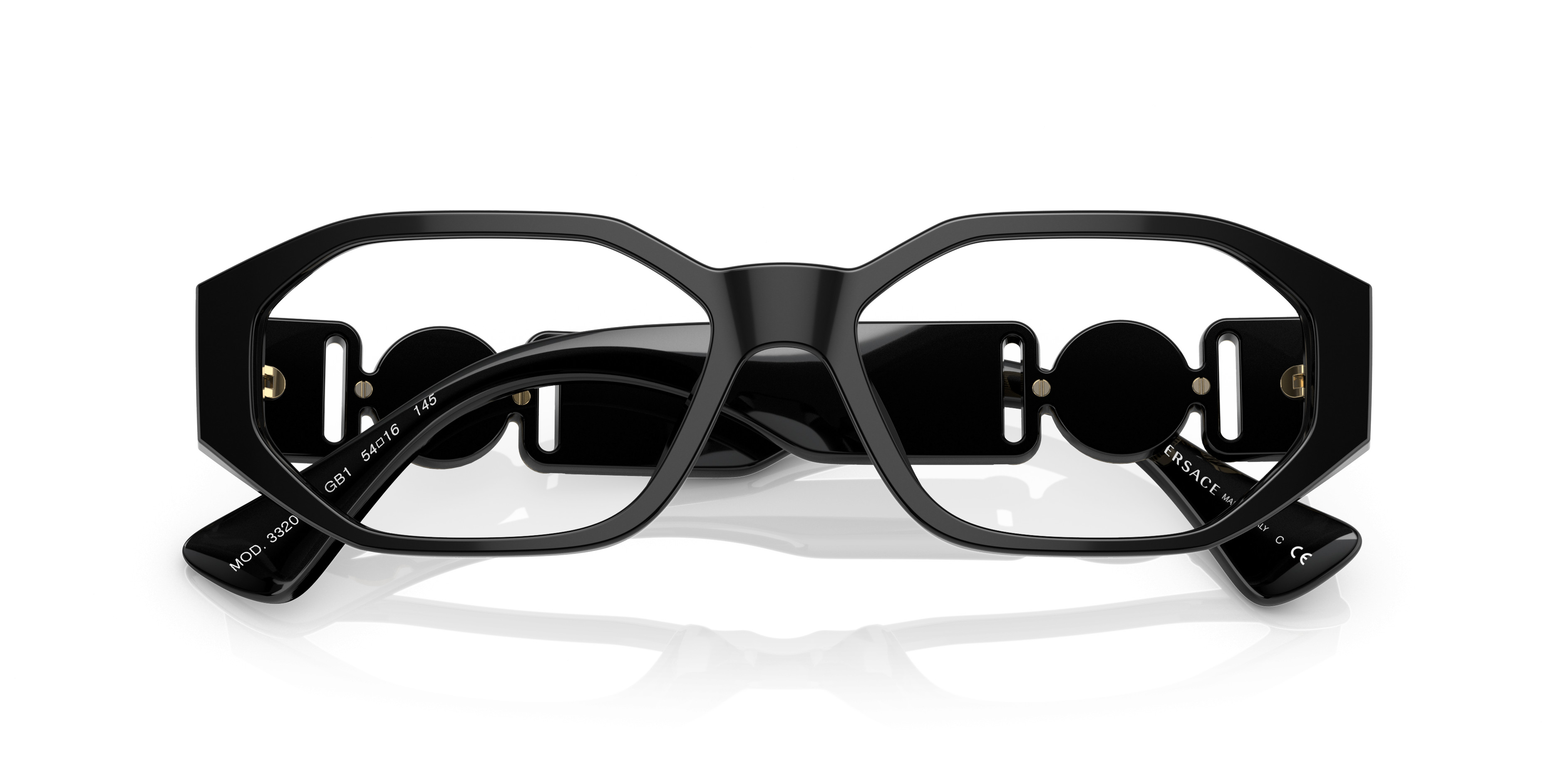 Versace VE3355U Eyeglasses Black Acetate Versace Unisex Eyeglasses - Black Acetate Round Shape Full  main image 3