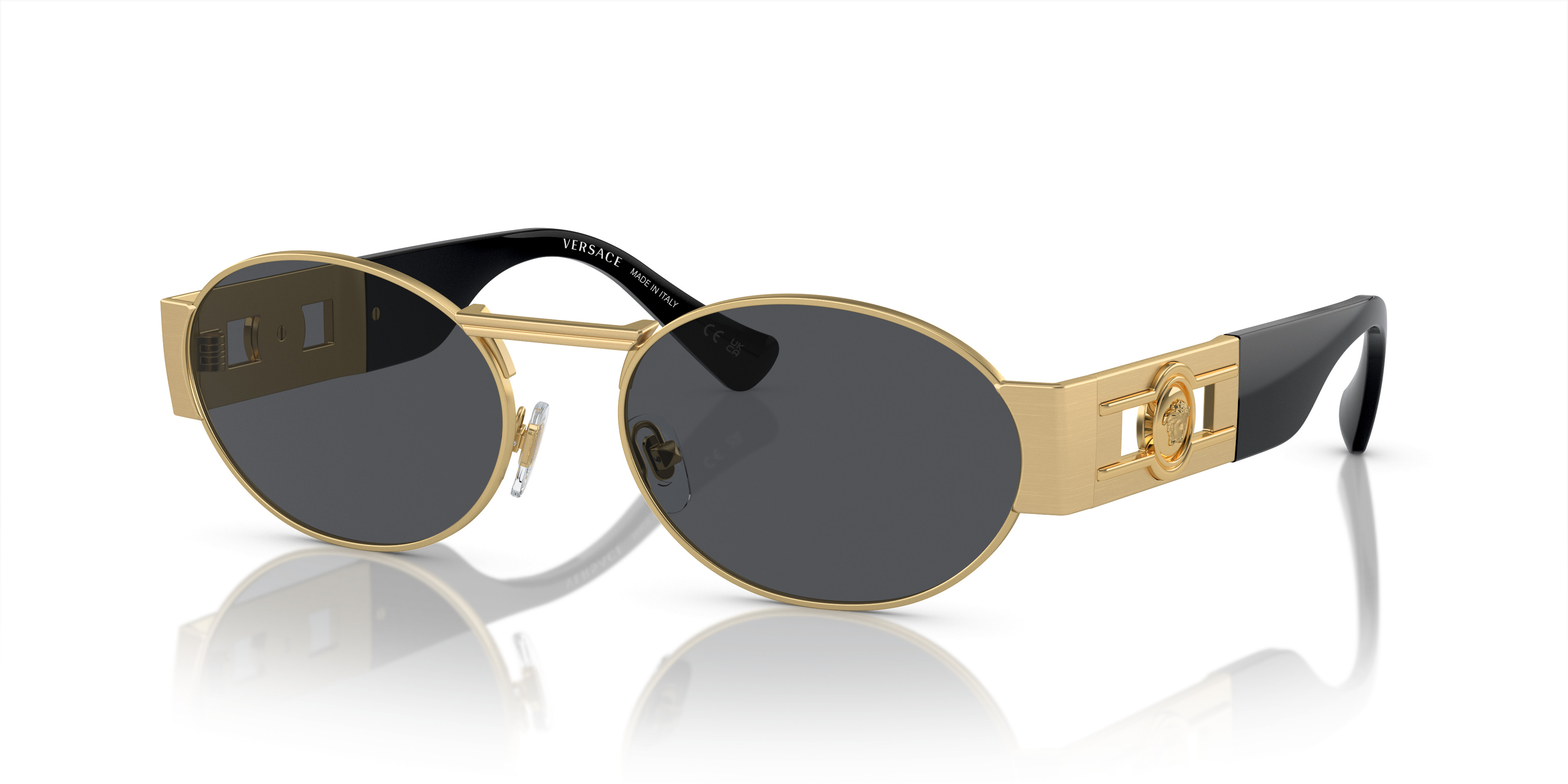 Versace VE2264 10025A Sunglasses Gold Oval Frame, Brown Gold Mirror Lenses Versace Gold Oval Sunglasses for Women for sale | eBay main image 4