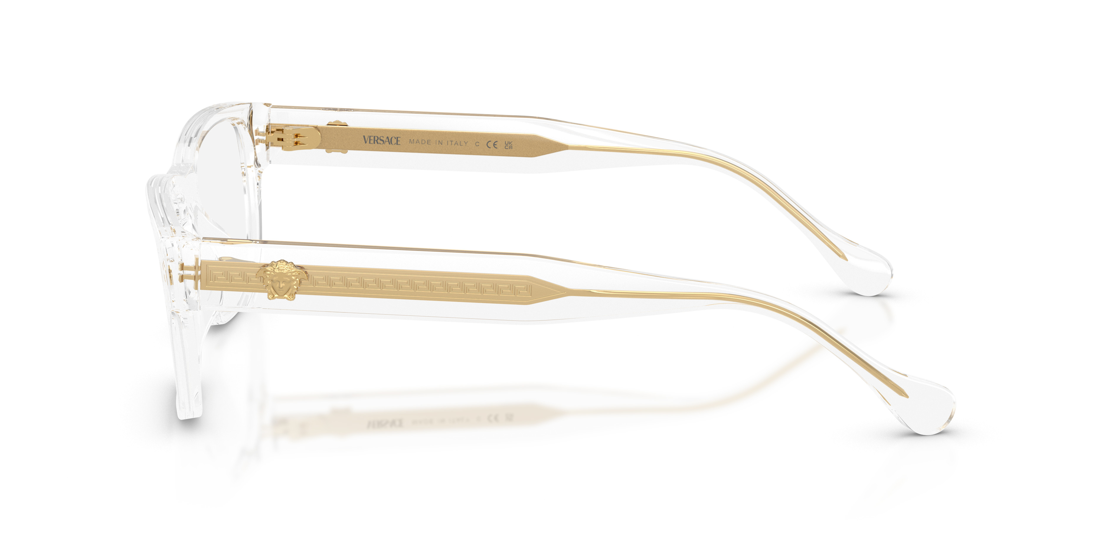 Versace Clear Frame Sunglasses with Gold Temples Versace VE3374U Glasses 5519 Light Transparent Grey - eye-oo.com main image 2