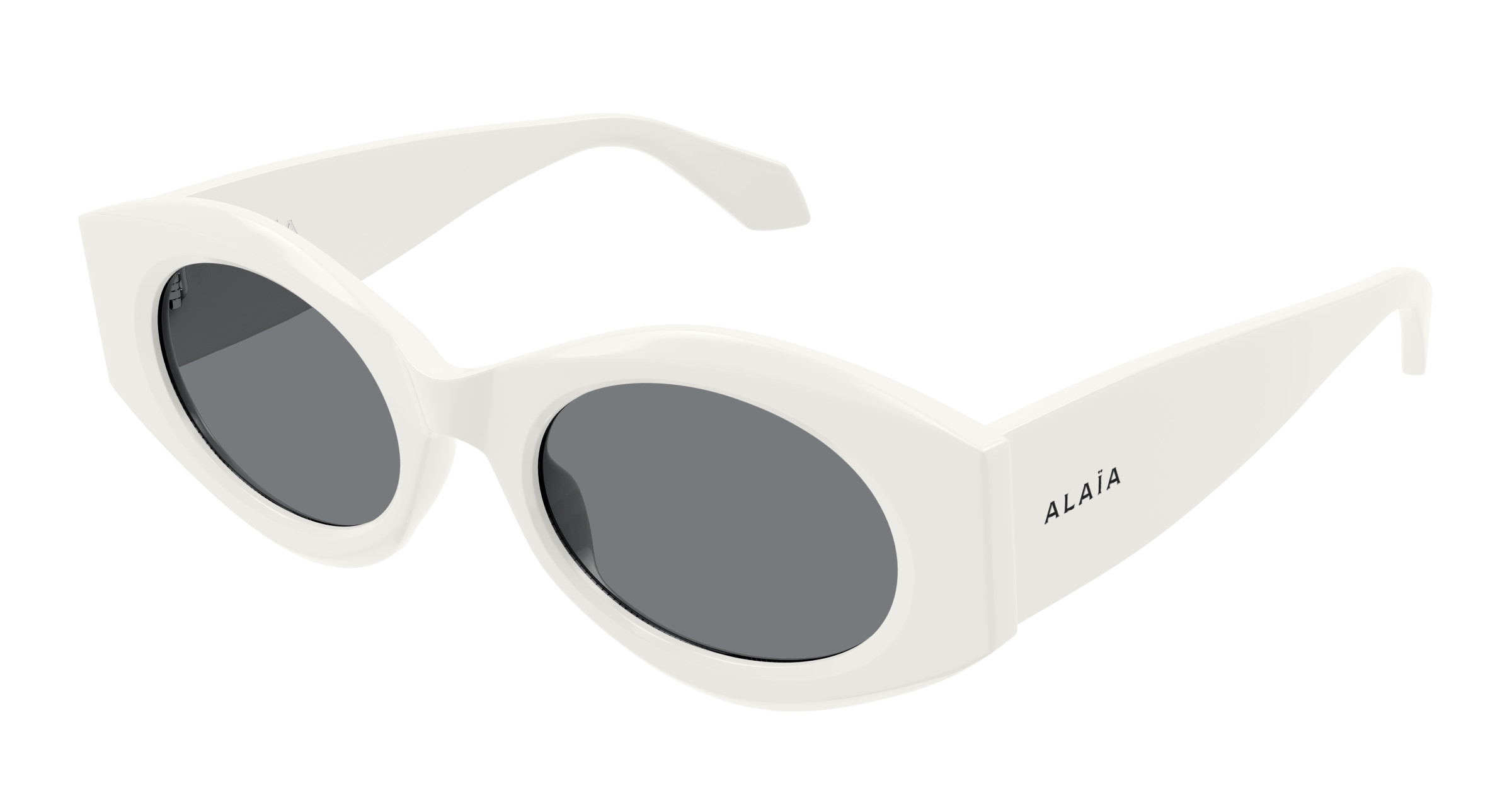 Alaïa Azzedine White Perforated Square Sunglasses white grey AA0080S Sunglasses - Azzedine Alaïa Authorized Retailer  main image 4