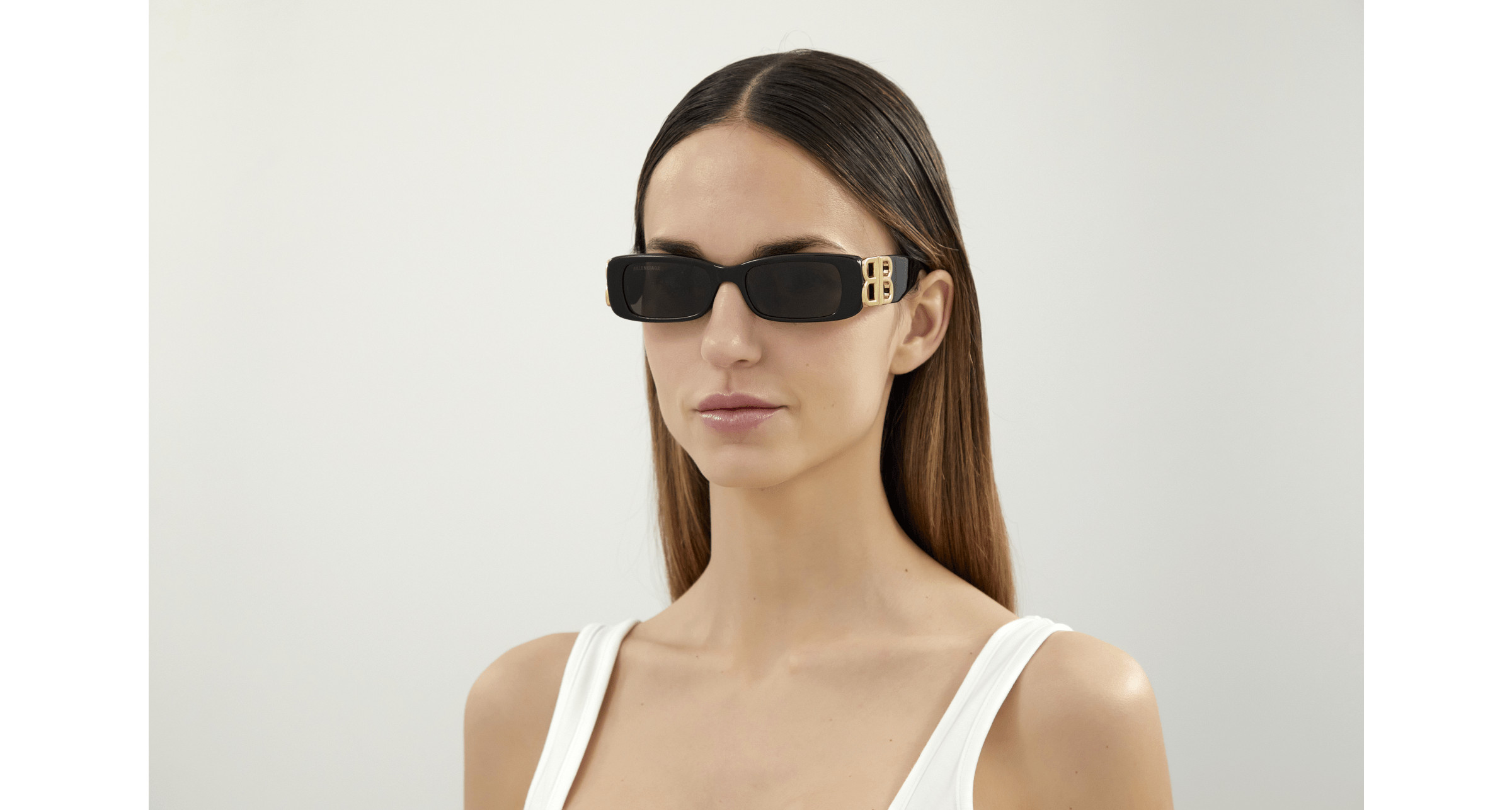 Balenciaga Sunglasses BB0096S Balenciaga Dynasty Rectangle BB0096S 006 Green Grey  main image 2
