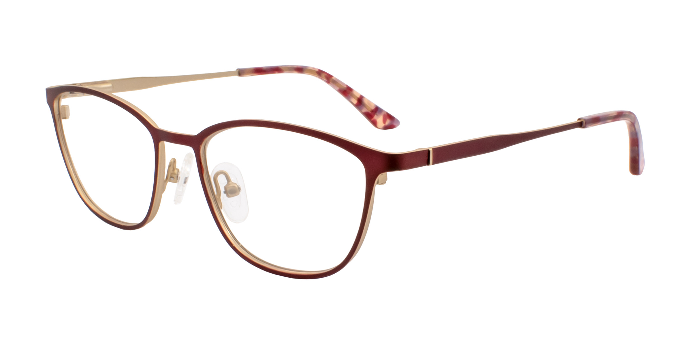 Bloom optics Cat-Eye Burgundy Glasses Frames Only. Water Blue Low Bridge Fit Acetate Cat-Eye Eyeglasses - Blunt main image 2