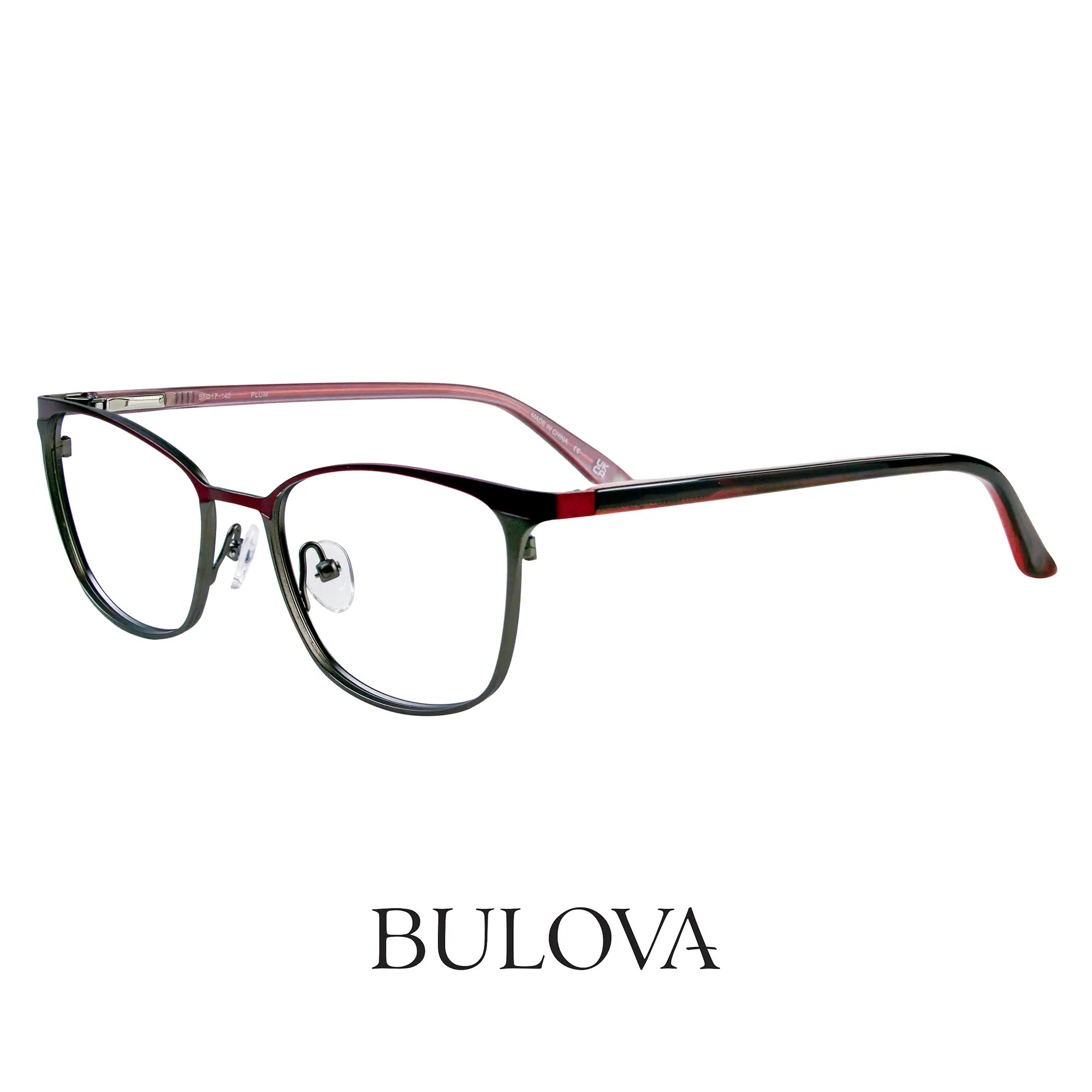 Stylish Women\'s Bulova Round Eyeglass prescription Frame in Chromatic Sunset Bulova Alameda 51-16-135mm Red Eyeglasses FRAMES ONLY - FAIR  main image 3