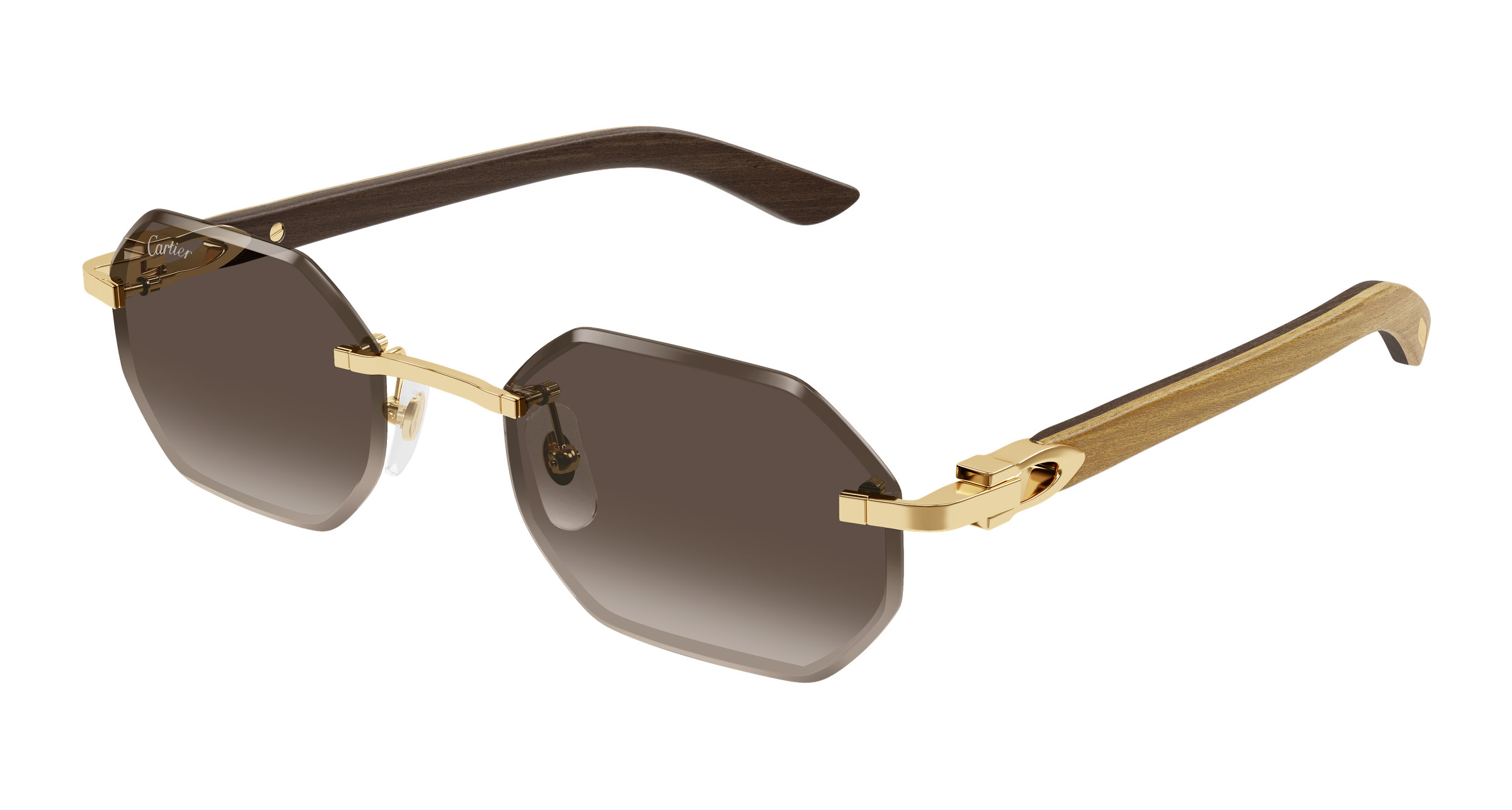 Designer Cartier Sunglasses Cartier CT0538S 006 Luxury frameless sunglasses in gold with  main image 3