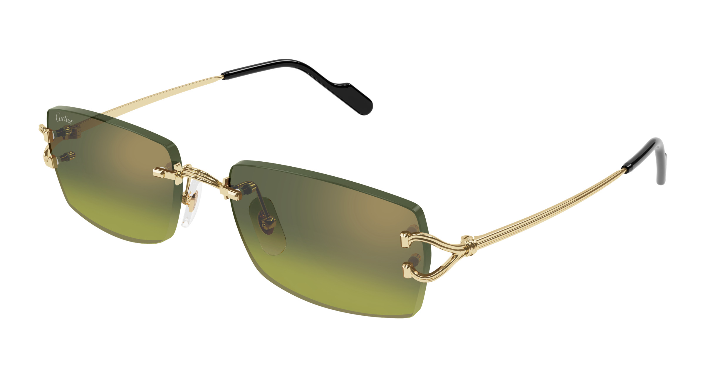 Classic Transparent Brown Frame Sunglasses with Dark Green Lenses Cartier vibe CT0396S Sun – Visionist main image 2
