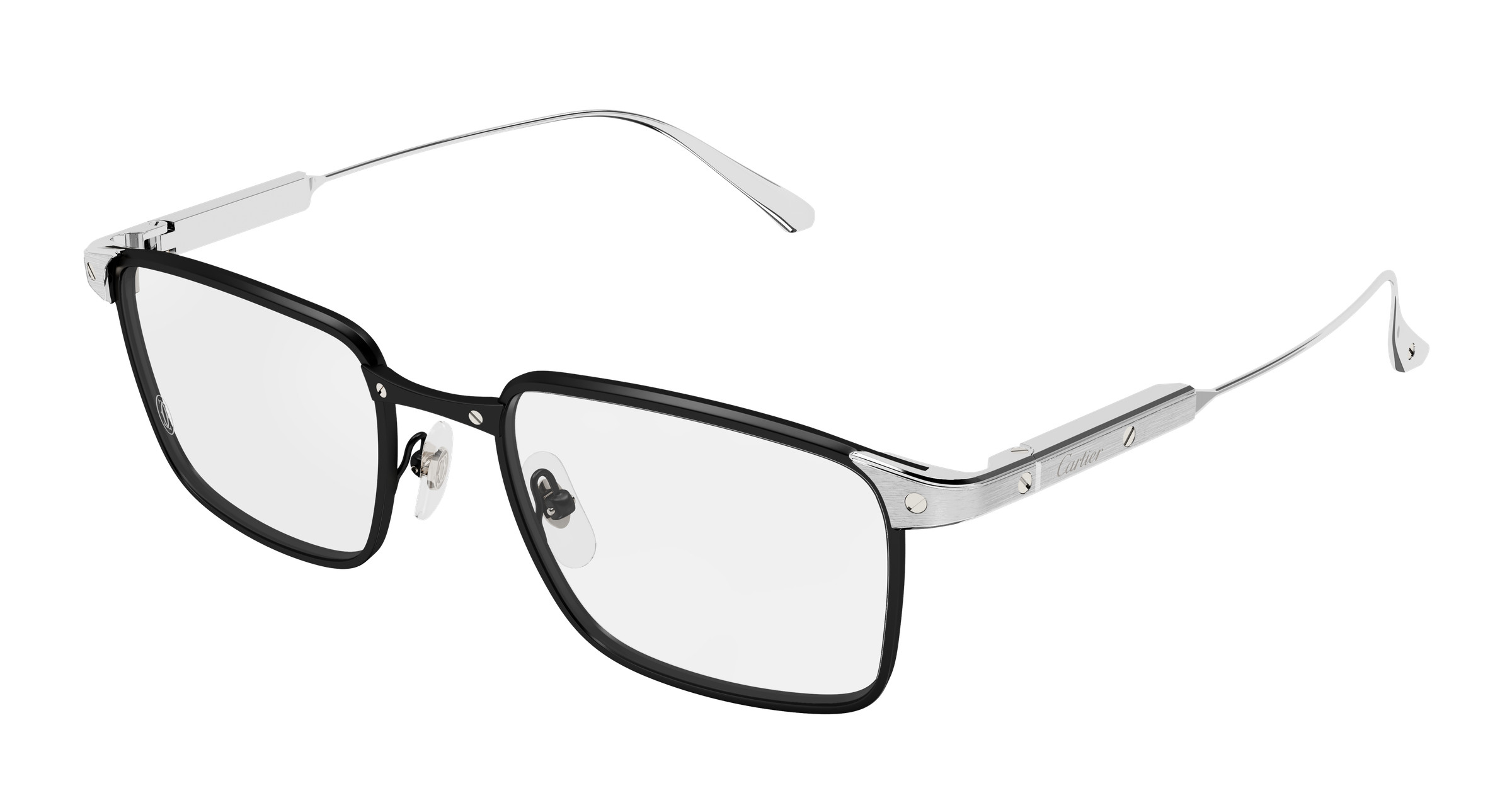 Cartier Titanium Eyeglass Temple Arm in Silver Cartier CT0408O 002 Shiny Silver Optical Frame - eye-oo.com main image 2
