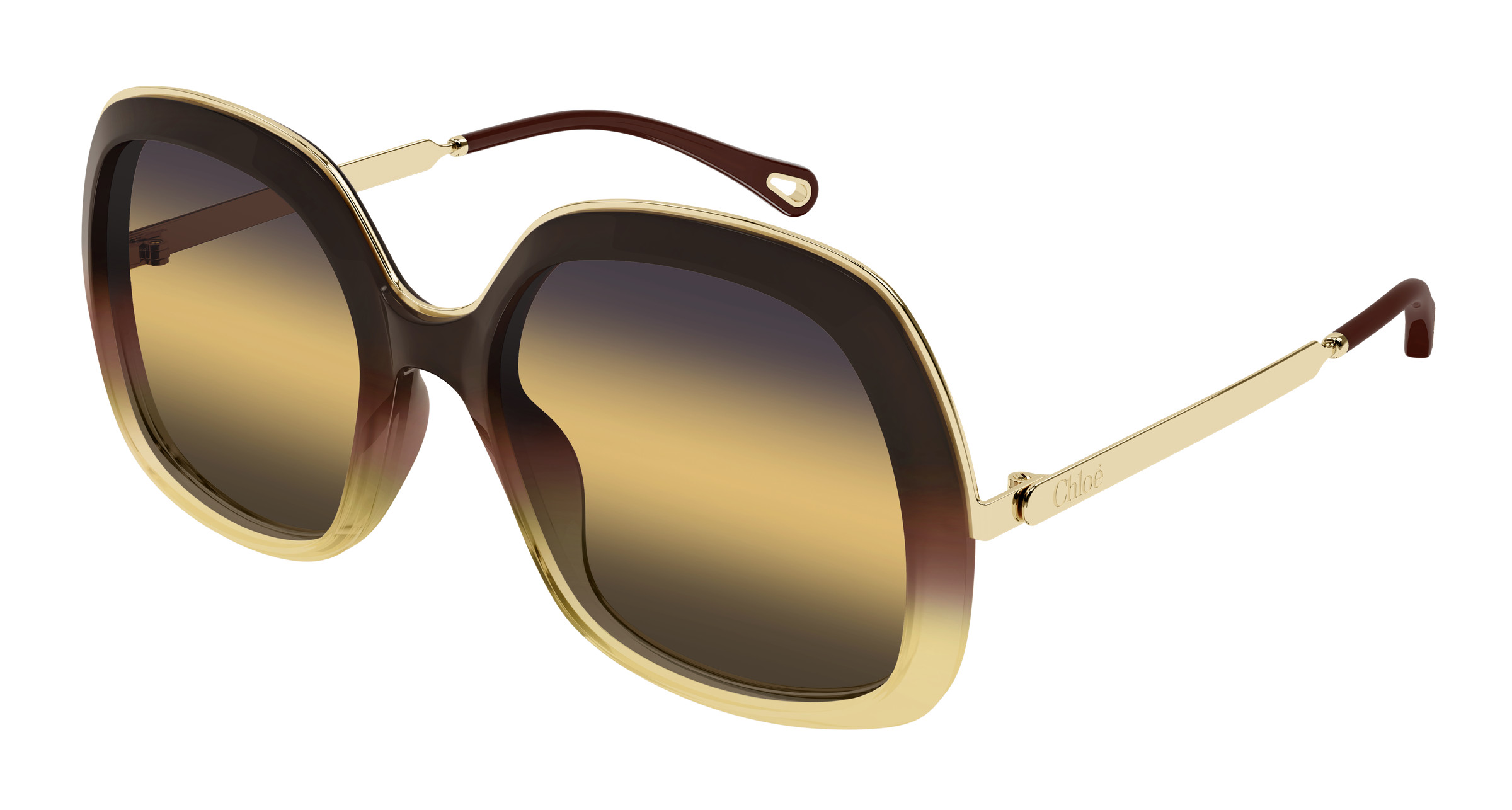 Chloe Gold and Brown Sunglasses CH0347S Chloé Pilot Sunglasses 001 Brown - eye-oo.com main image 2