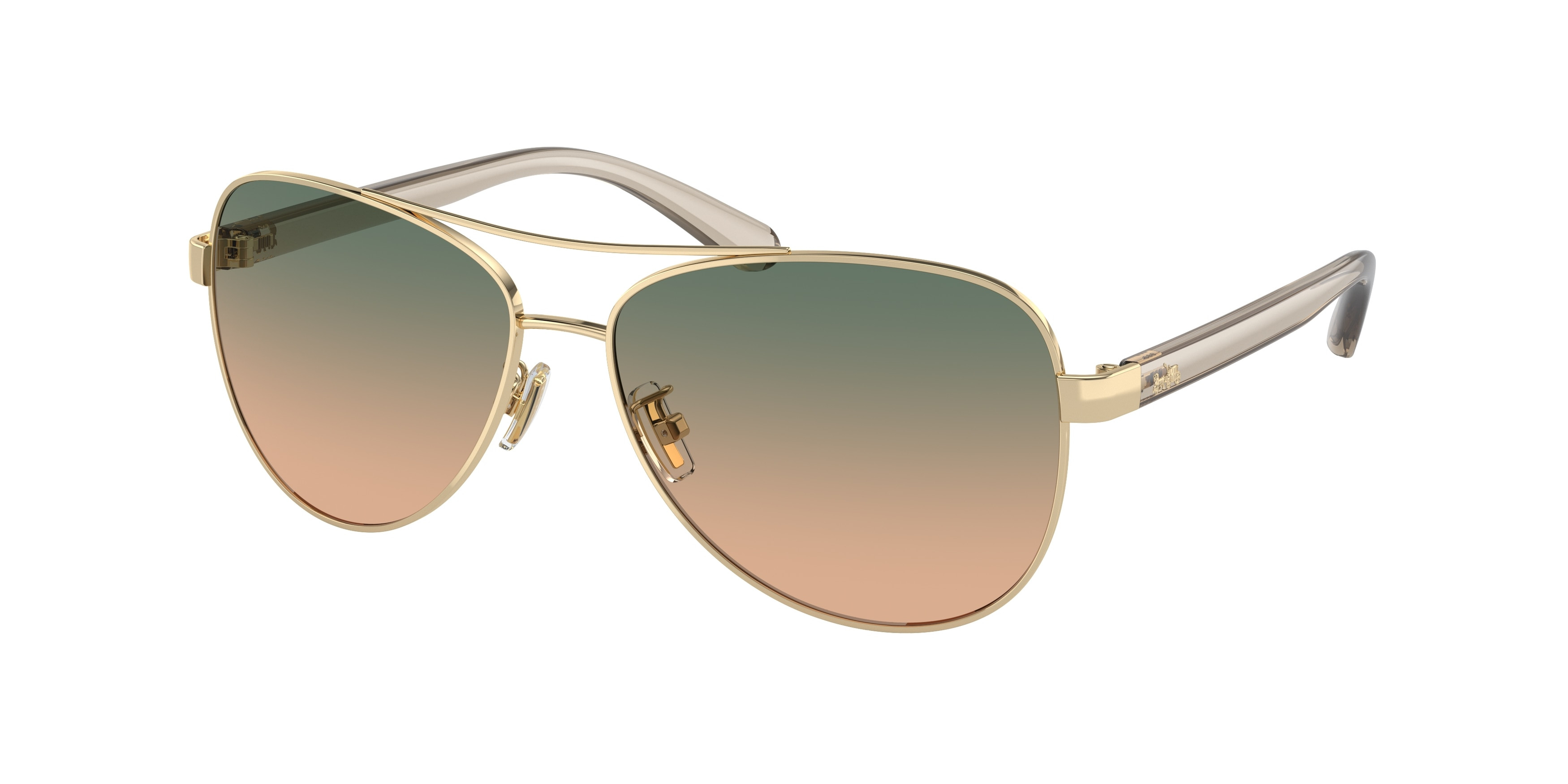 Coach HC7077 Metal Pilot Sunglasses (Silver/Navy) Coach Sunglasses HC7064 L151 92664S Silver-Crystal Teal/Blue  main image 3