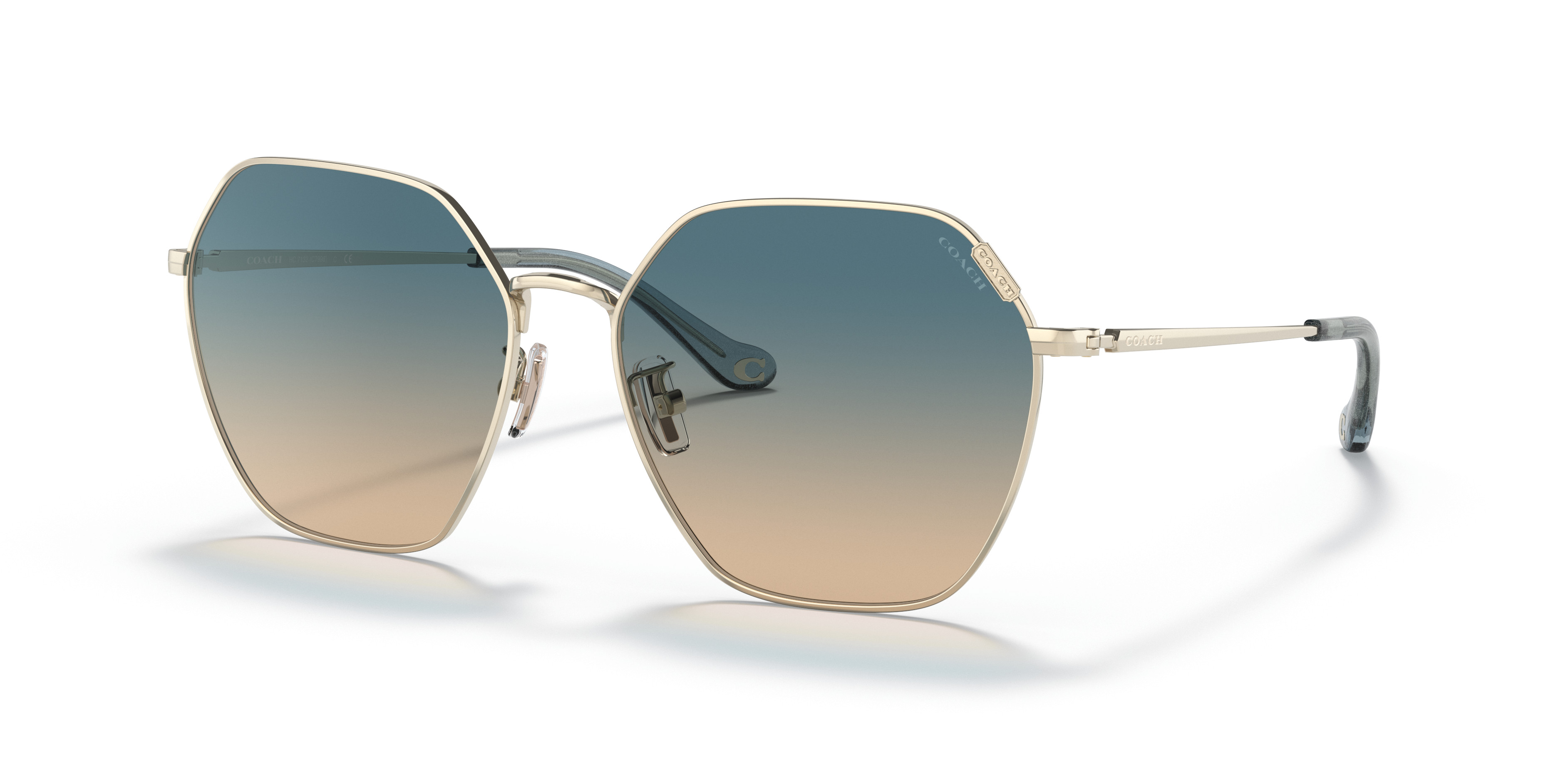Coach Designer Aviator Sunglasses Round Gold Frame Gradient Amber Lens HC7132 Coach Gold Designer Sunglasses for Women for sale | eBay main image 4