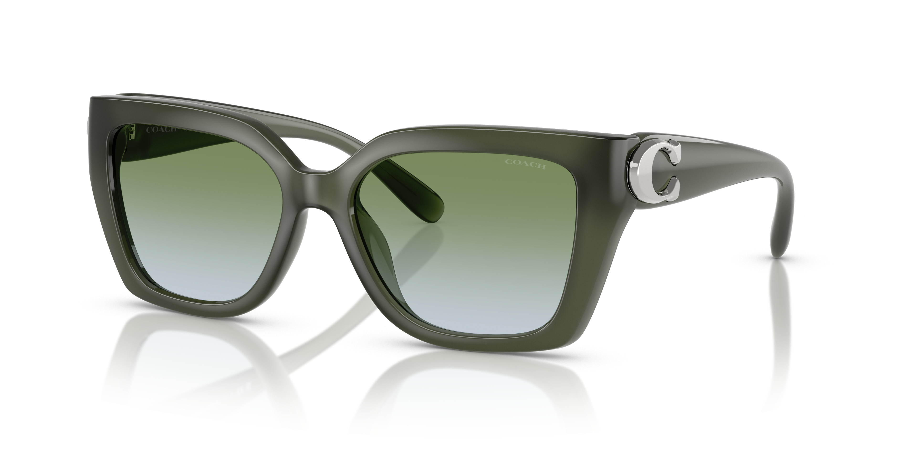 Coach Black Sunglasses with Green Patterned Temples Coach HC8410U CW225 Sunglasses | LensCrafters main image 4