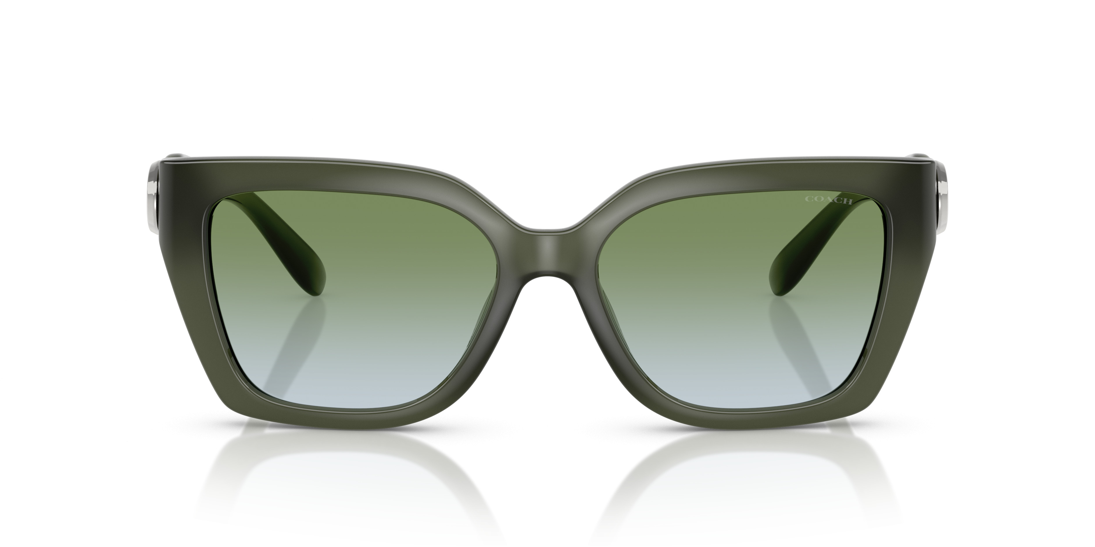 Coach Black Sunglasses with Green Patterned Temples Coach HC8410U CW225 Sunglasses | LensCrafters main image 2