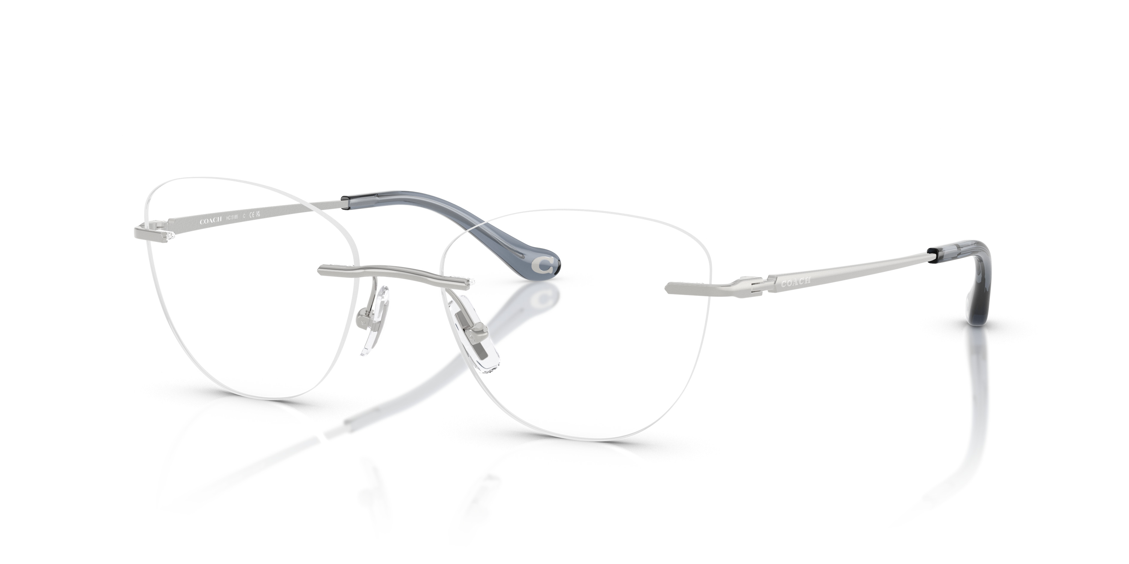 Coach Rimless Sunglasses with Pink Temples and Silver Frame Coach Coach Sunglasses in Pink/Purple | Target Optical main image 2
