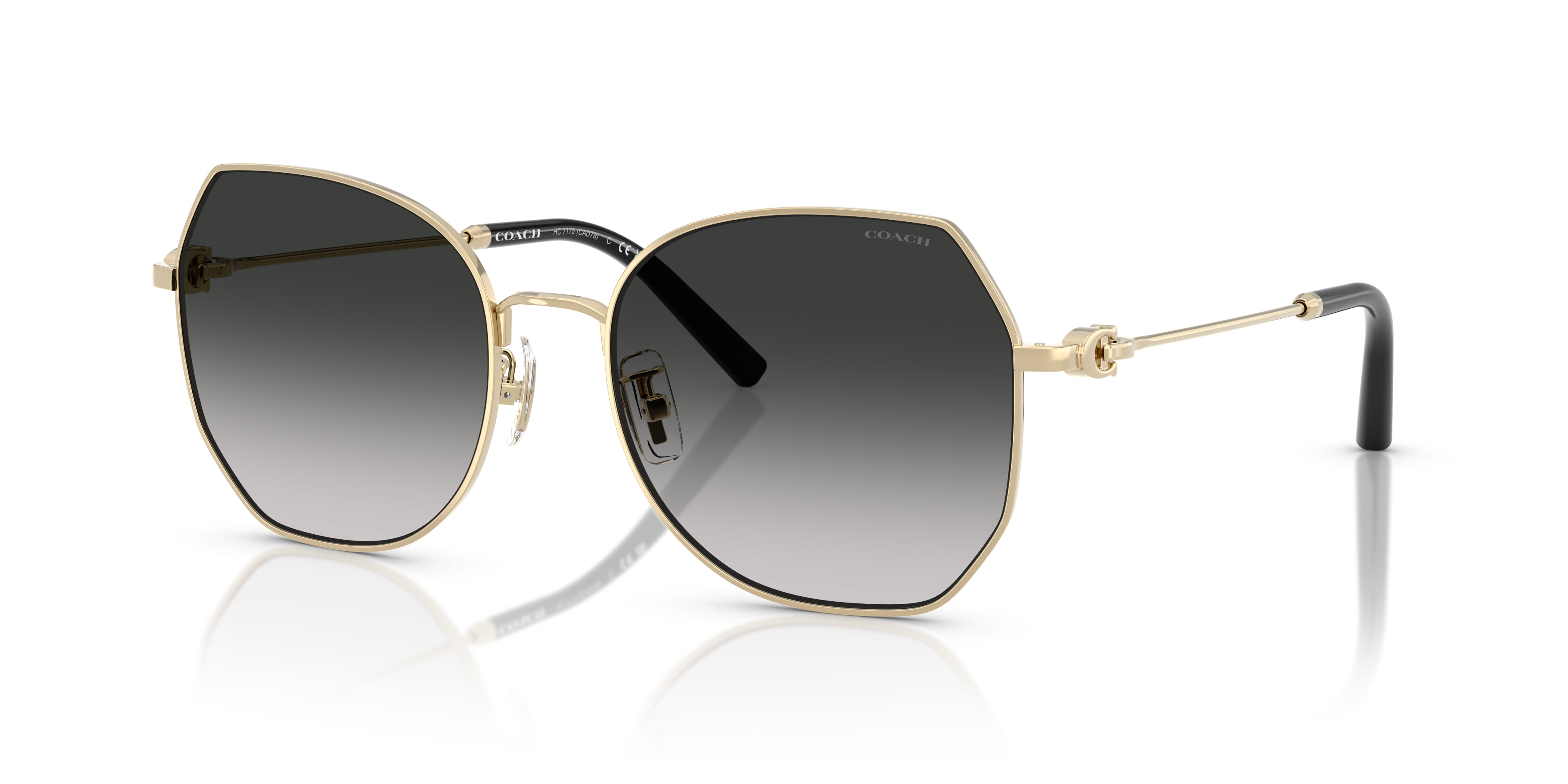 Coach Light Gold Frame Dark Grey Gradient Lens Sunglasses Coach HC7135 gold, brown frame with light brown grey  main image 4