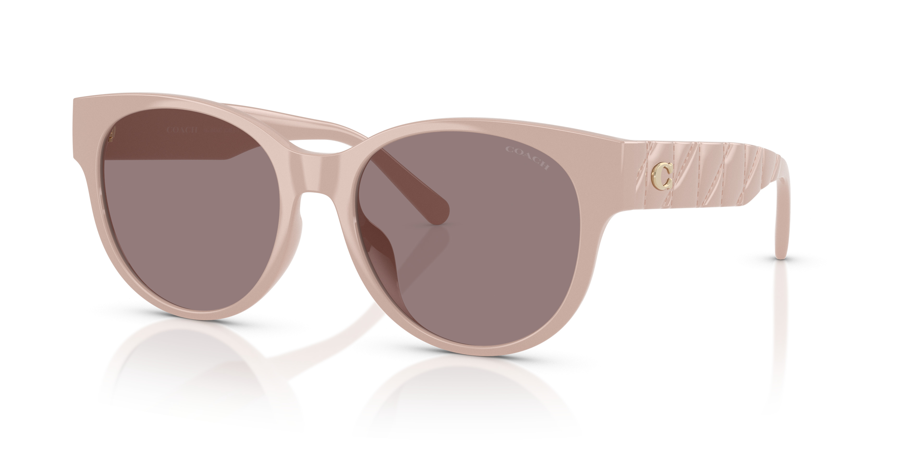 Coach Pink Round Frame Sunglasses with Gold Accents Coach Gold Round Sunglasses for Women for sale | eBay main image 2
