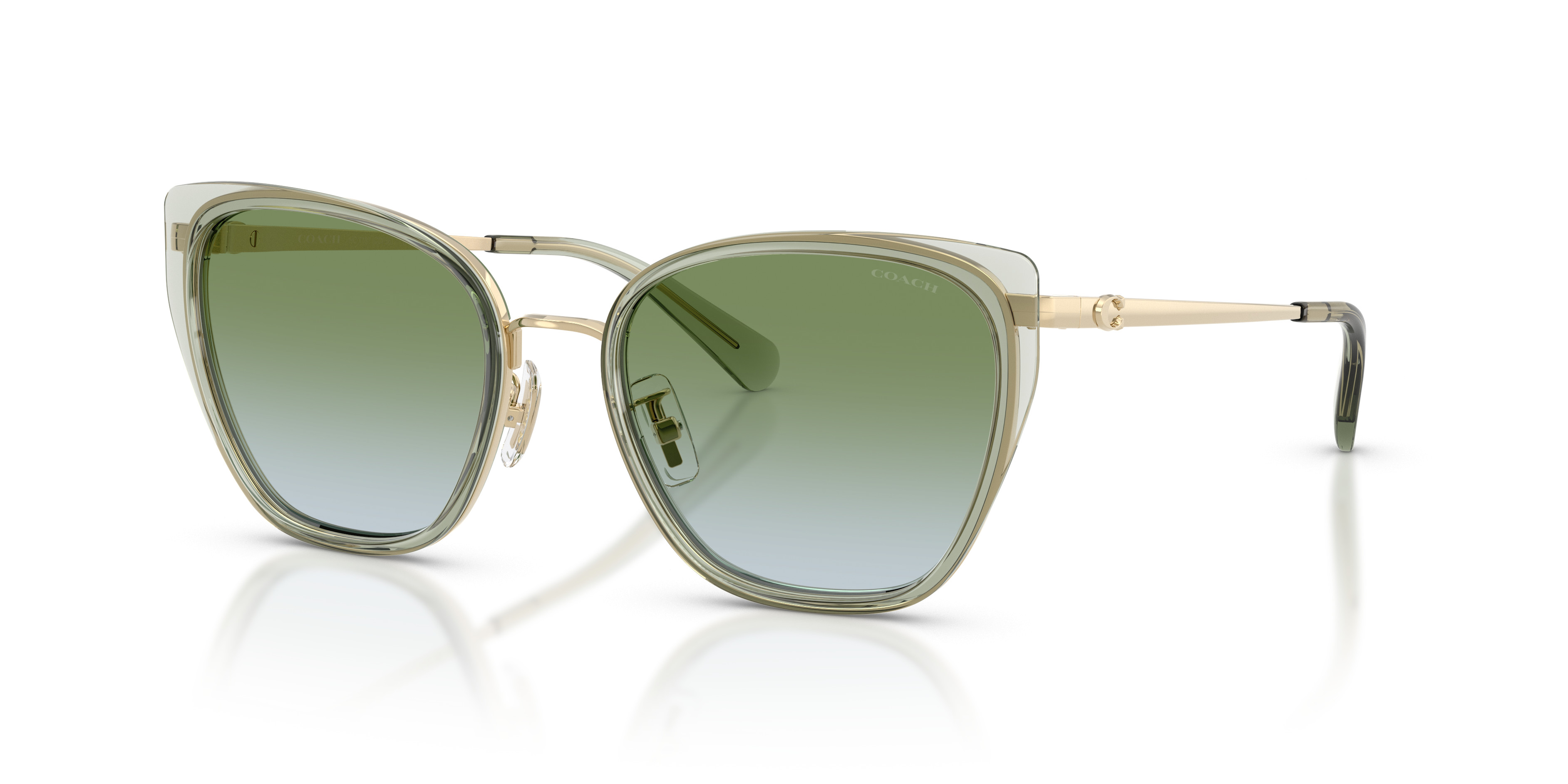 Coach Clear Crystal Frame Sunglasses with Gradient Gray Lenses Coach HC8439U CBZ52 - Rectangle Transparent Light Blue Frame  main image 2