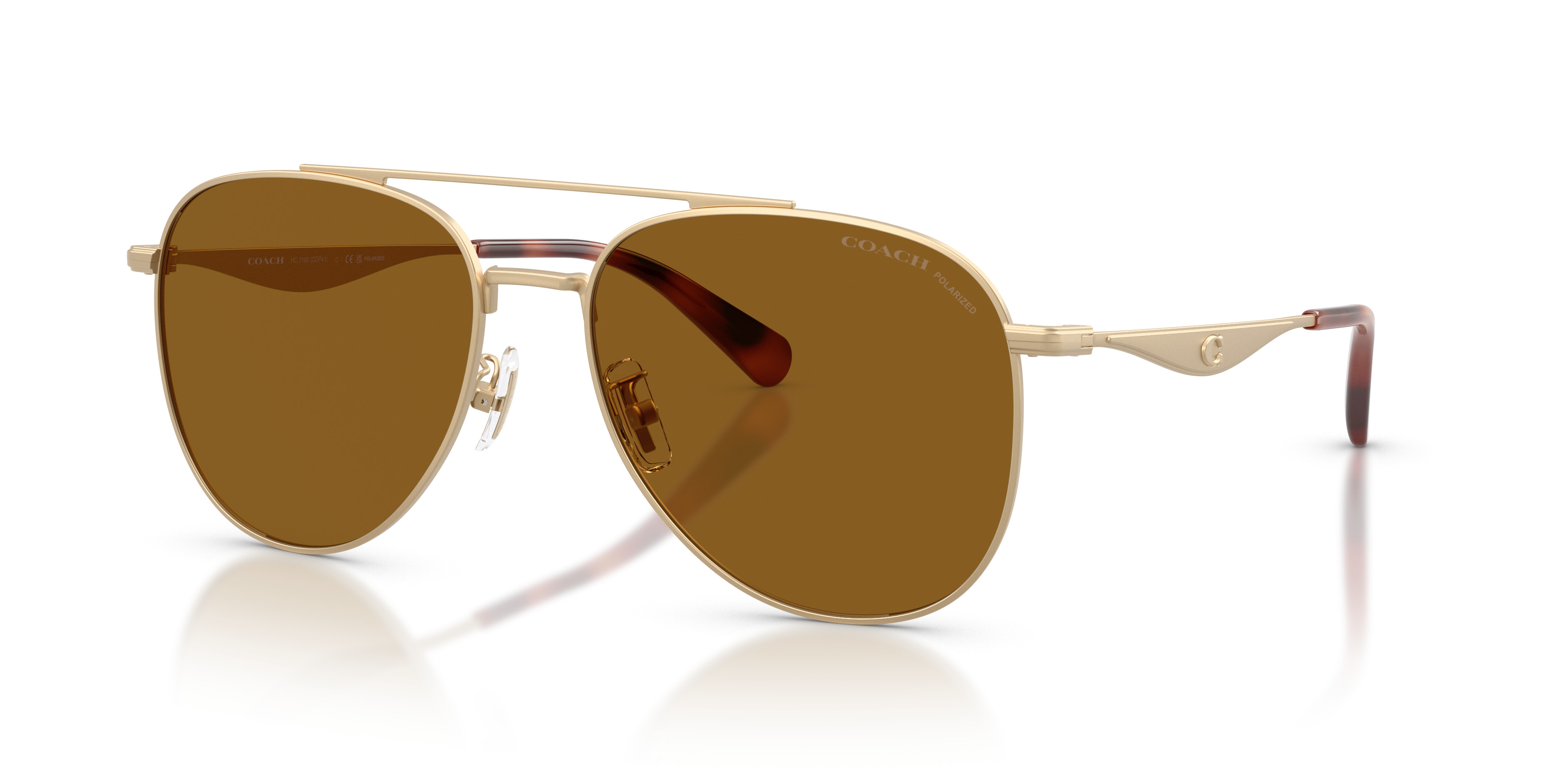 Coach aviator sunglasses? Coach HC7064 L151 sunglasses for women in Light Gold main image 2