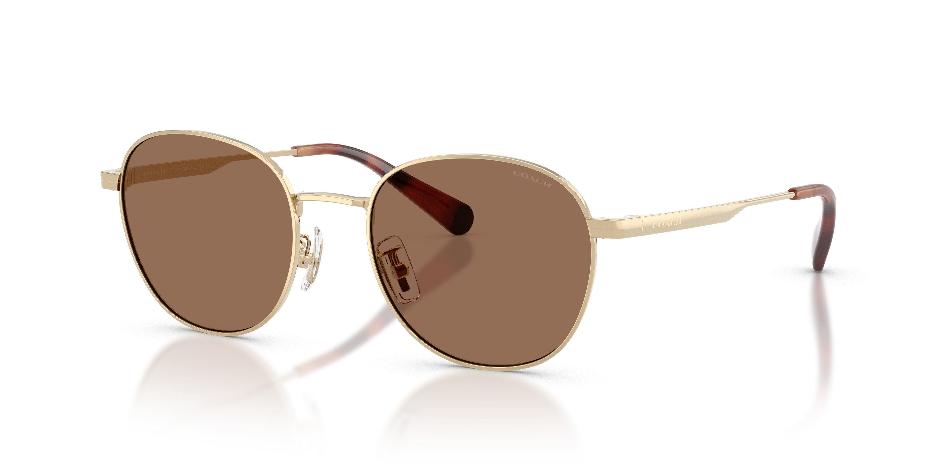 Coach Dark Brown Frame Sunglasses with Gold Temples and Brown Gradient Lenses Coach Women main image 3