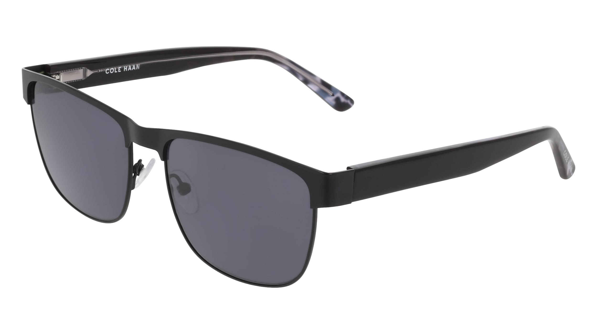 Cole Haan Black Polarized Sunglasses Cole Haan CH8505 001 Polarized Square Club Sunglasses Shiny  main image 3