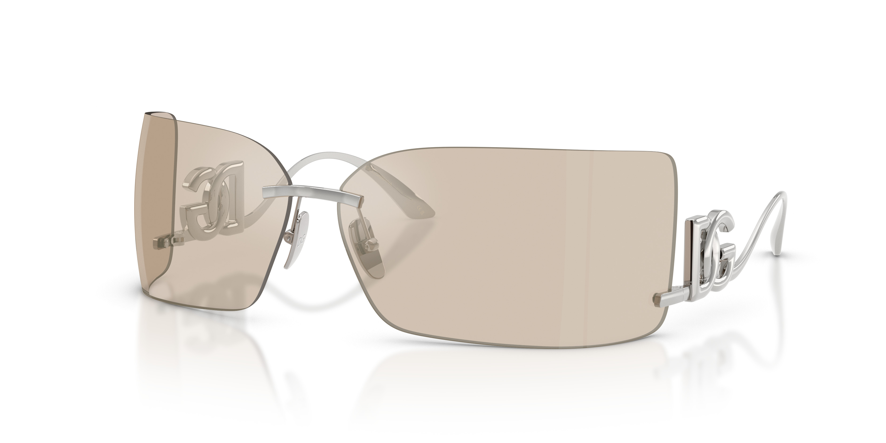 Dolce & Gabbana DG2319 02/87 Sunglasses Gold Rectangle Frame, Dark Grey Lenses DG2319 Sunglasses - Dolce & Gabbana Authorized Retailer  main image 2