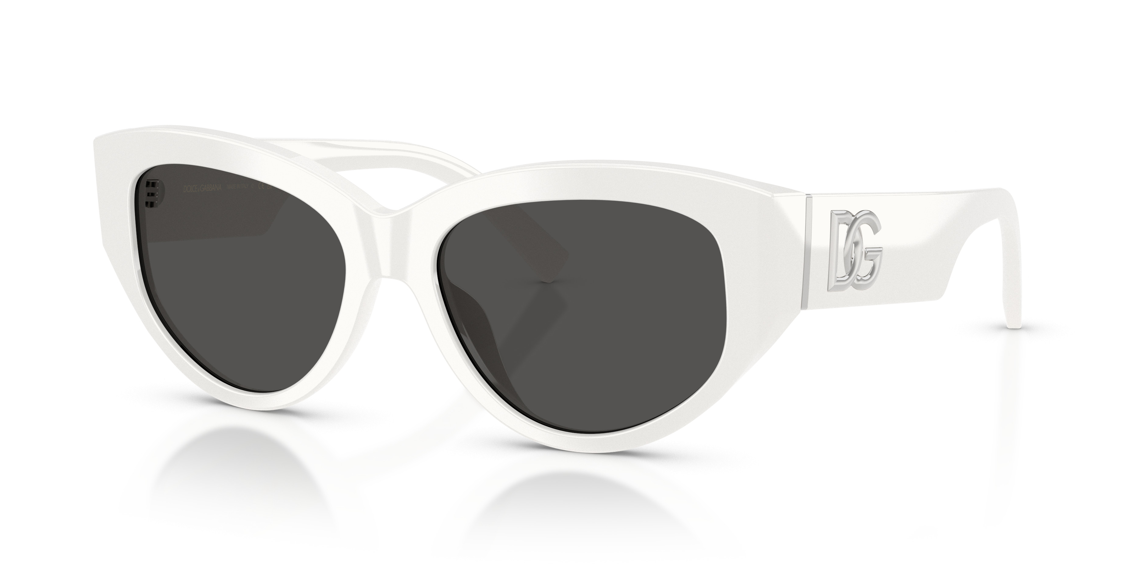 Dolce & Gabbana White Cat-Eye Sunglasses with Dark Lenses Dolce&Gabbana Women main image 3