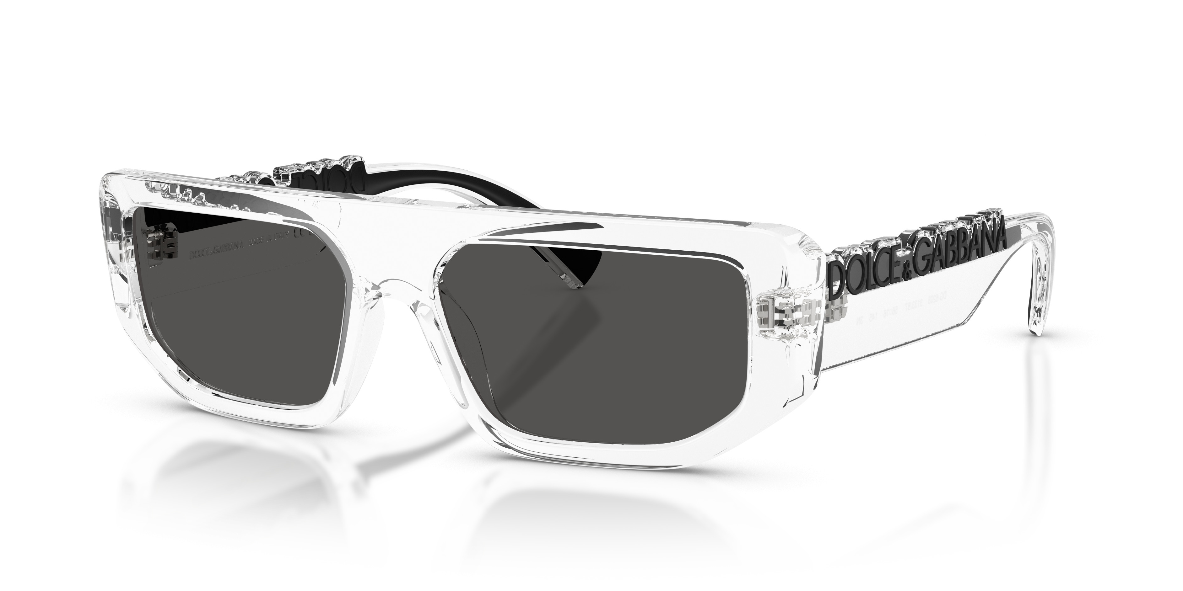 Dolce & Gabbana DG6203 32556G Sunglasses Transparent Dark Grey Rectangle Frame DG6203 Sunglasses - Dolce & Gabbana Authorized Retailer  main image 3