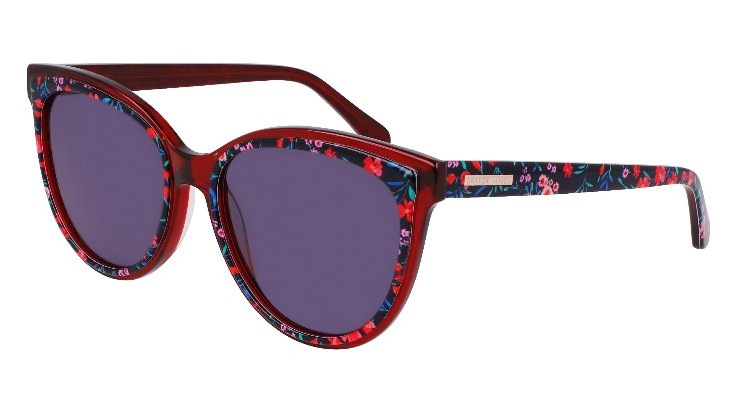 Draper James Women\'s Sunglasses: Merlot Frame, Floral Detail, NEW Draper James DJ7054 Sunglasses Women Merlot 58mm New 100  main image 2
