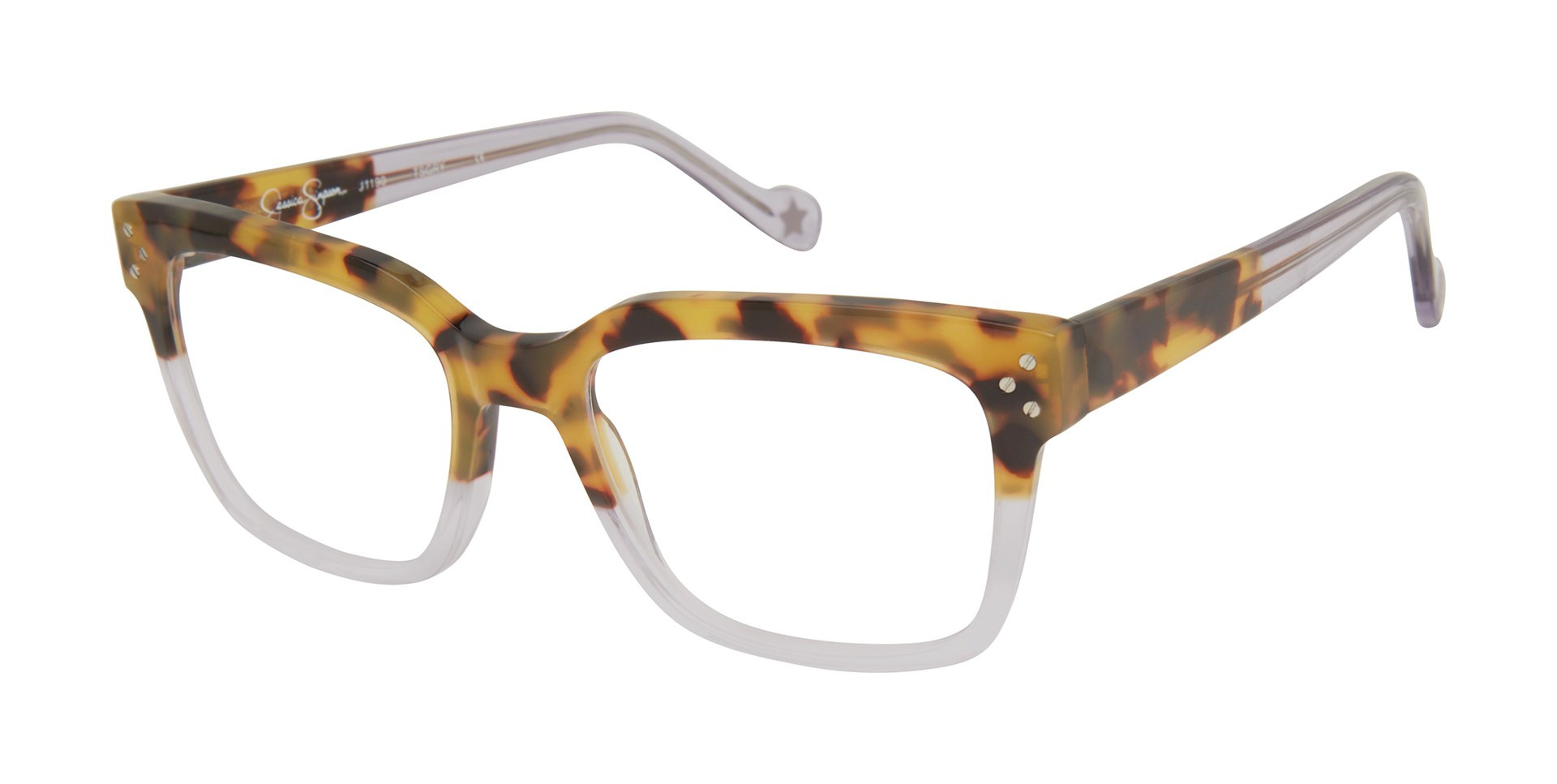Jessica Simpson Clear Frame Sunglasses (RX) with Brown Tinted Lenses Jessica Simpson Translucent Smoke Sunglasses Silver Accent  main image 3