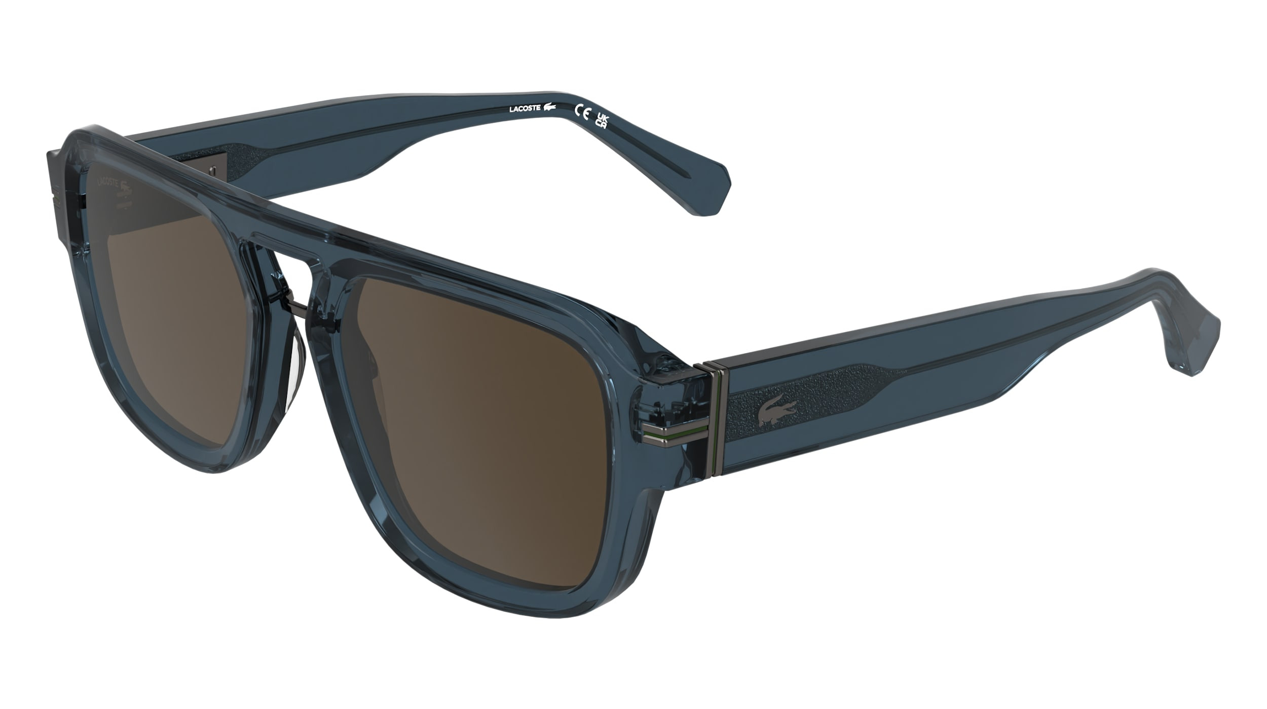 Lacoste Navy Blue Sunglasses with Black Case Lacoste Pilot Unisex Black Sunglasses Frame/Blue Lens main image 4